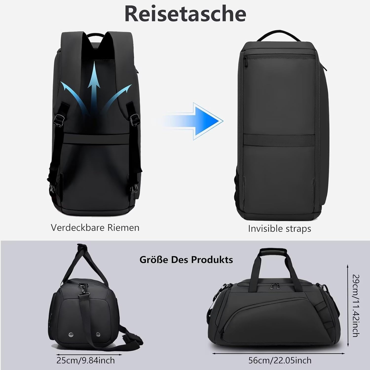 Clufar Borsone Palestra 40L Impermeabile, Nero - immagine 4