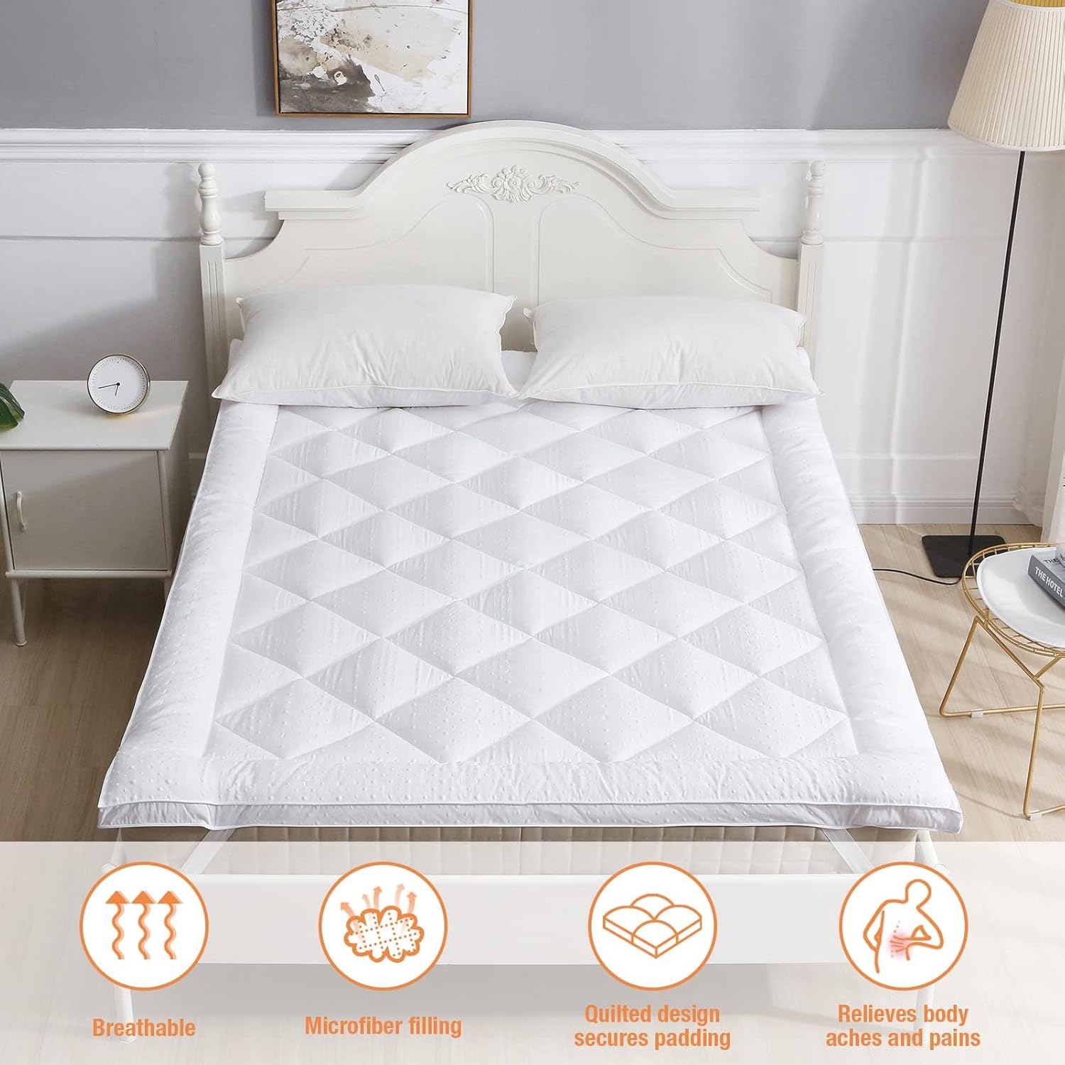 Beedsooth Topper Matrimoniale 160x190cm, Bianco - immagine 5