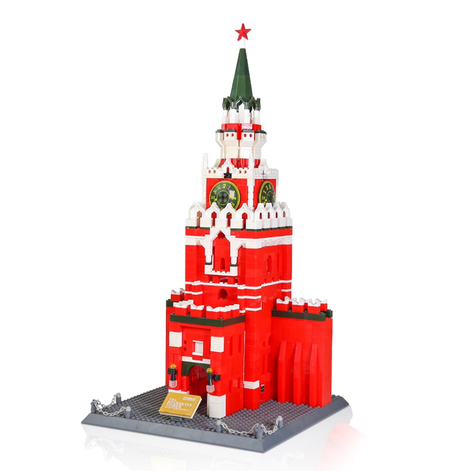 Hallisun Giocattoli a blocco, Torre dell'orologio di Mosca Spasskaya Set di mattoncini di dimensioni regolari, famoso regalo di Natale di architettura per adulti bambini 8+ 1047 pezzi