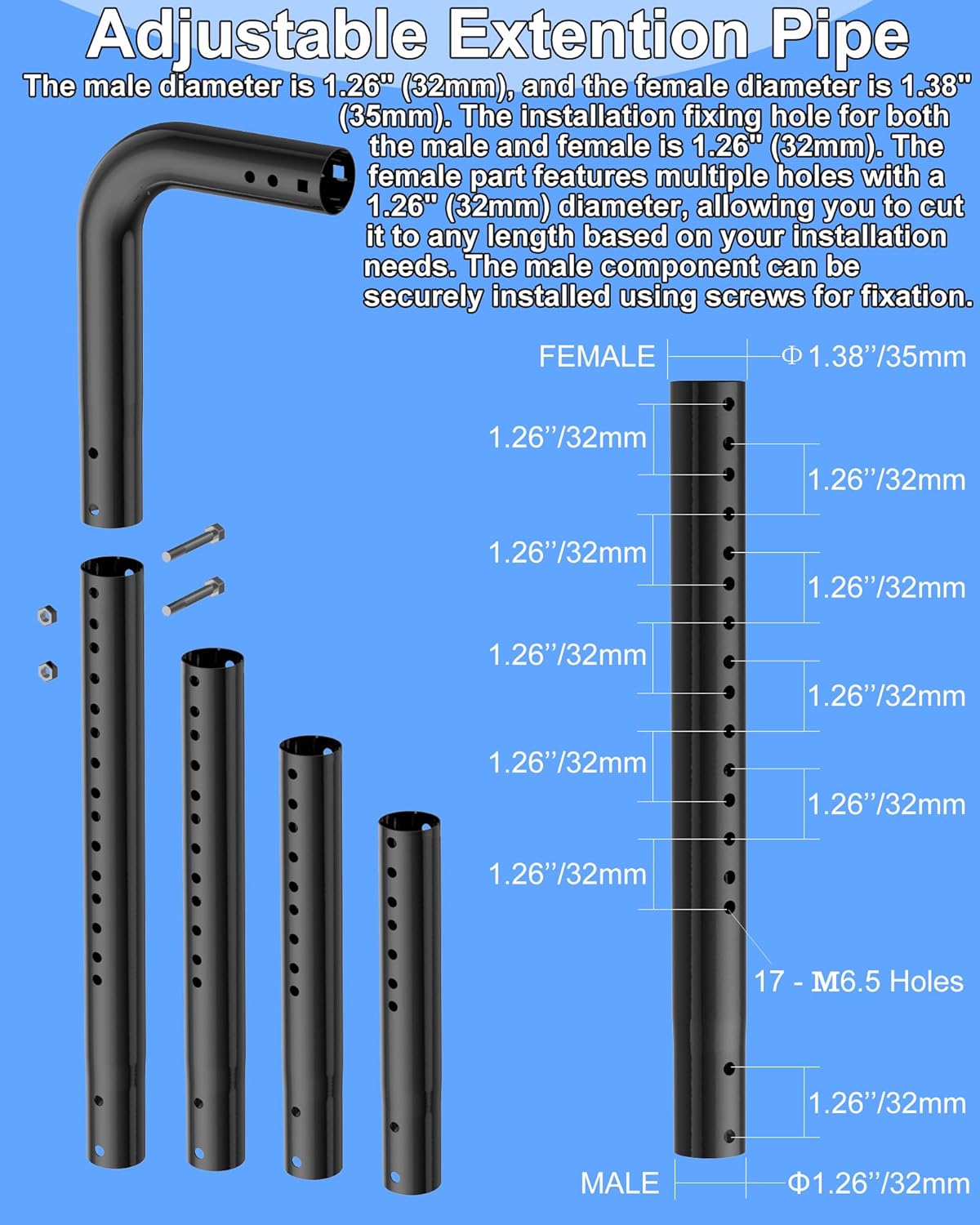 Supporto di Montaggio per Antenna a Parete Lunga, Nero - immagine 2