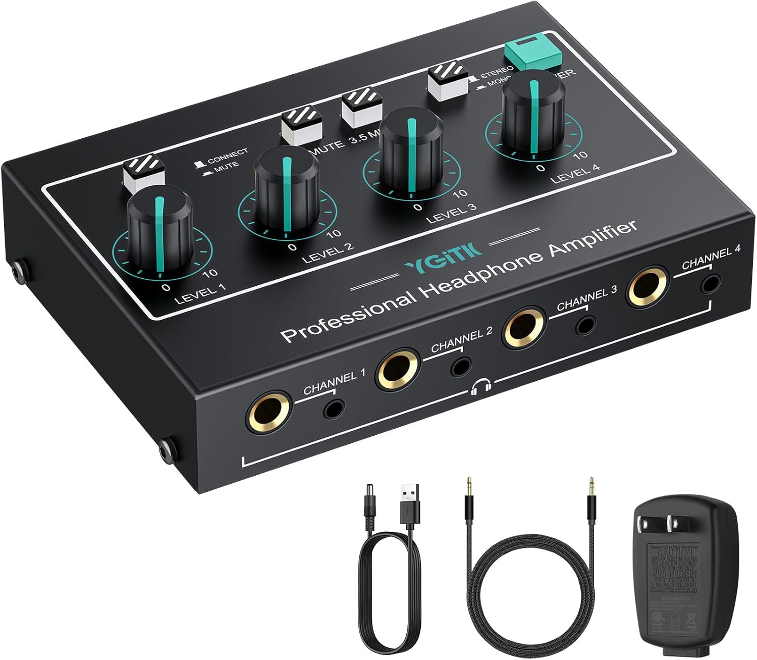 Ygitk Amplificatore Cuffie Professionale 4 Canali Portatile - immagine 1