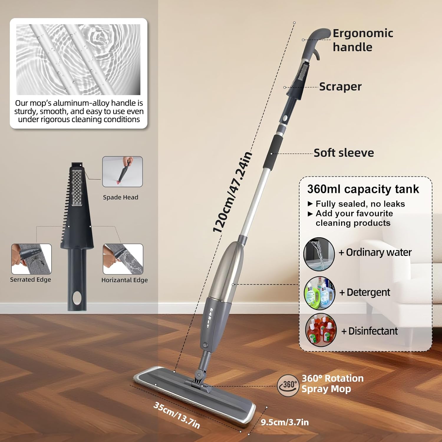 Scopa Lavapavimenti a Spruzzo con Microfibra - immagine 3