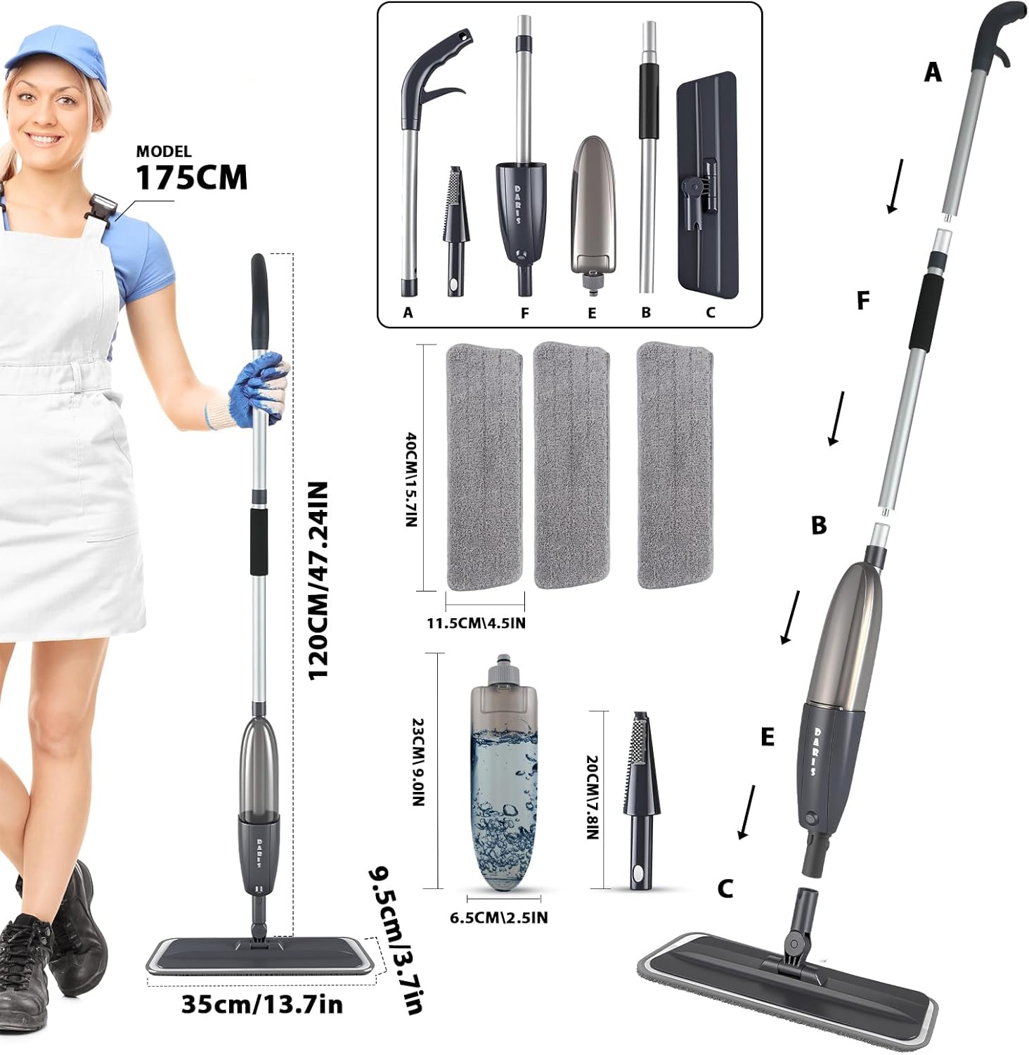 Scopa Lavapavimenti a Spruzzo con Microfibra - immagine 7