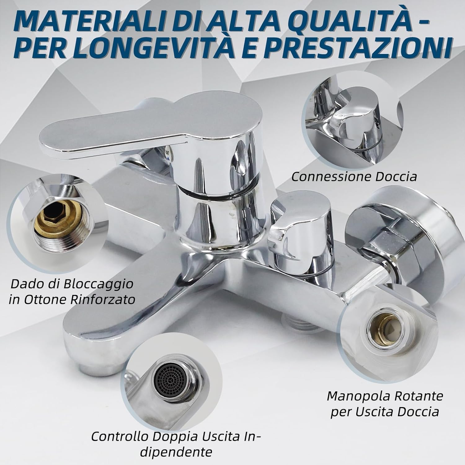 Aneelv Rubinetto per Vasca da Bagno Cromato - immagine 5