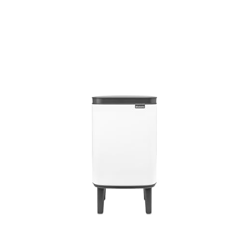 Brabantia Bo Waste Bin Hi Pattumiera 4L con Coperchio a Chiusura Ammortizzata, Secchio Interno Rimovibile e Maniglia per il Trasporto, ottimo per Bagno, Camera da Letto e Ufficio, White