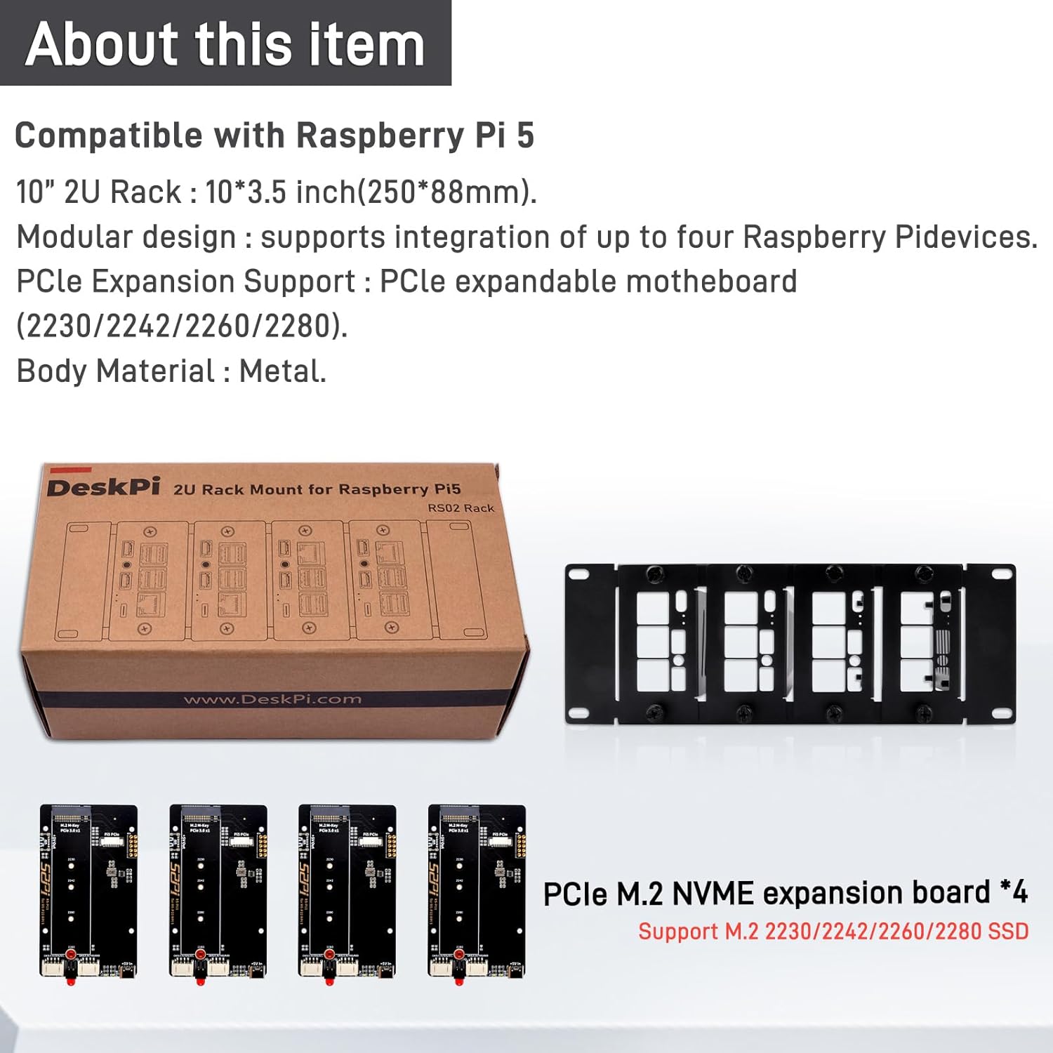 Geeekpi Supporto Rack 10 Pollici 2U per Raspberry Pi - immagine 3