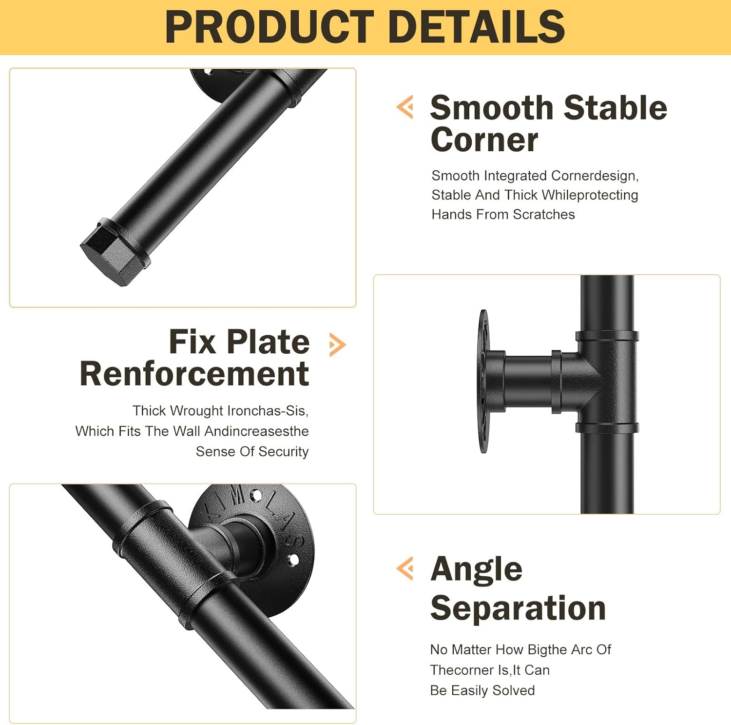 Aomdom Corrimano per Scale Nero 1M - immagine 2