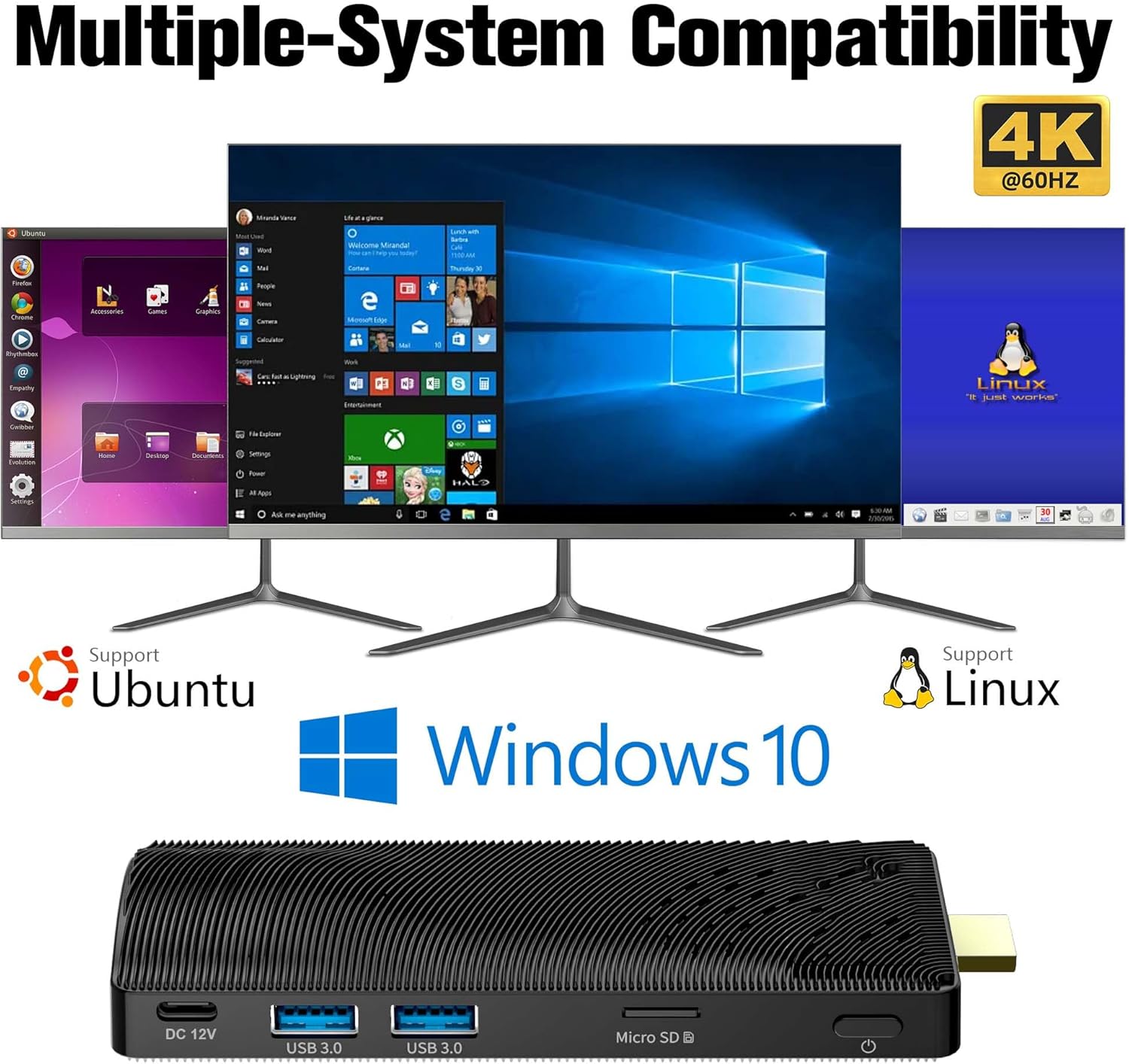 Heigaolapc Mini PC Stick Win 10 Fanless - immagine 4