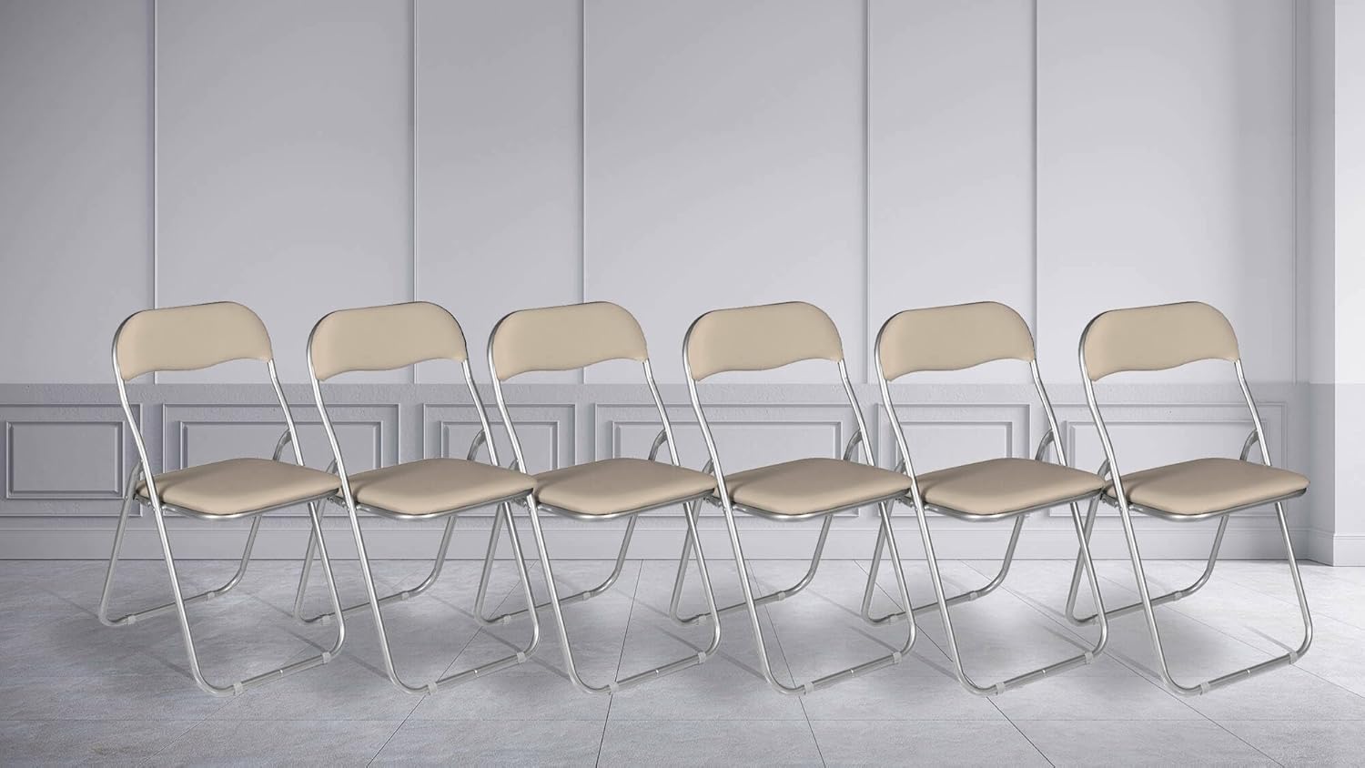 Dmora Sedia Pieghevole Salamanca - Set di Sei, Beige - immagine 1