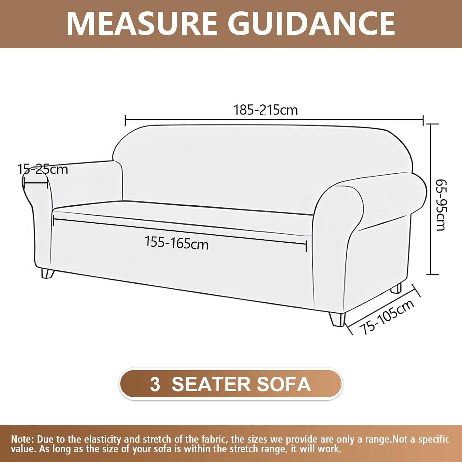 Ystyle Copridivano 3 Posti con Braccioli, Beige - immagine 3