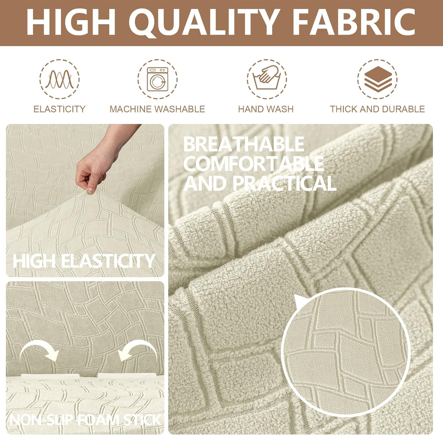 Ystyle Copridivano 3 Posti con Braccioli, Beige - immagine 4