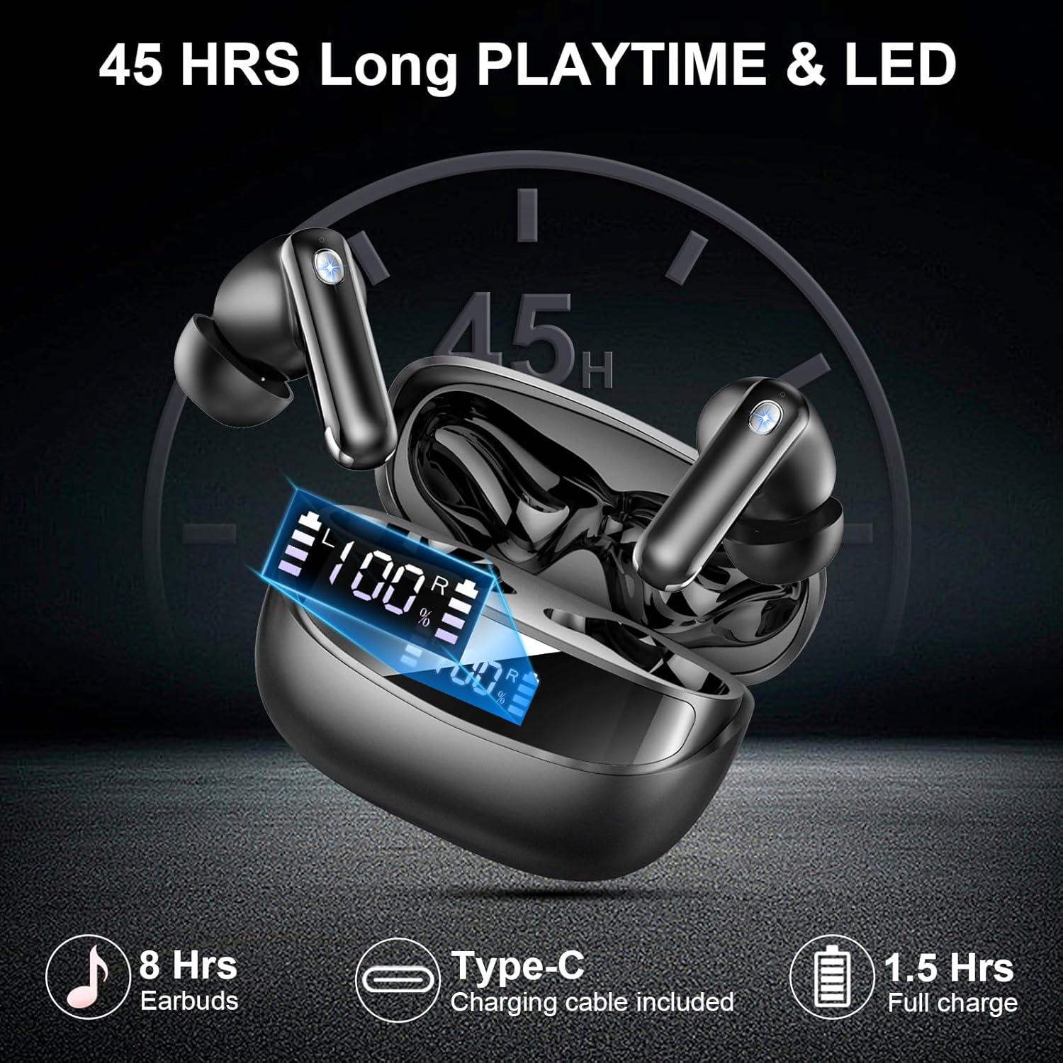 Nerunsa Cuffie Bluetooth In-Ear 50h con ENC Mics - immagine 4