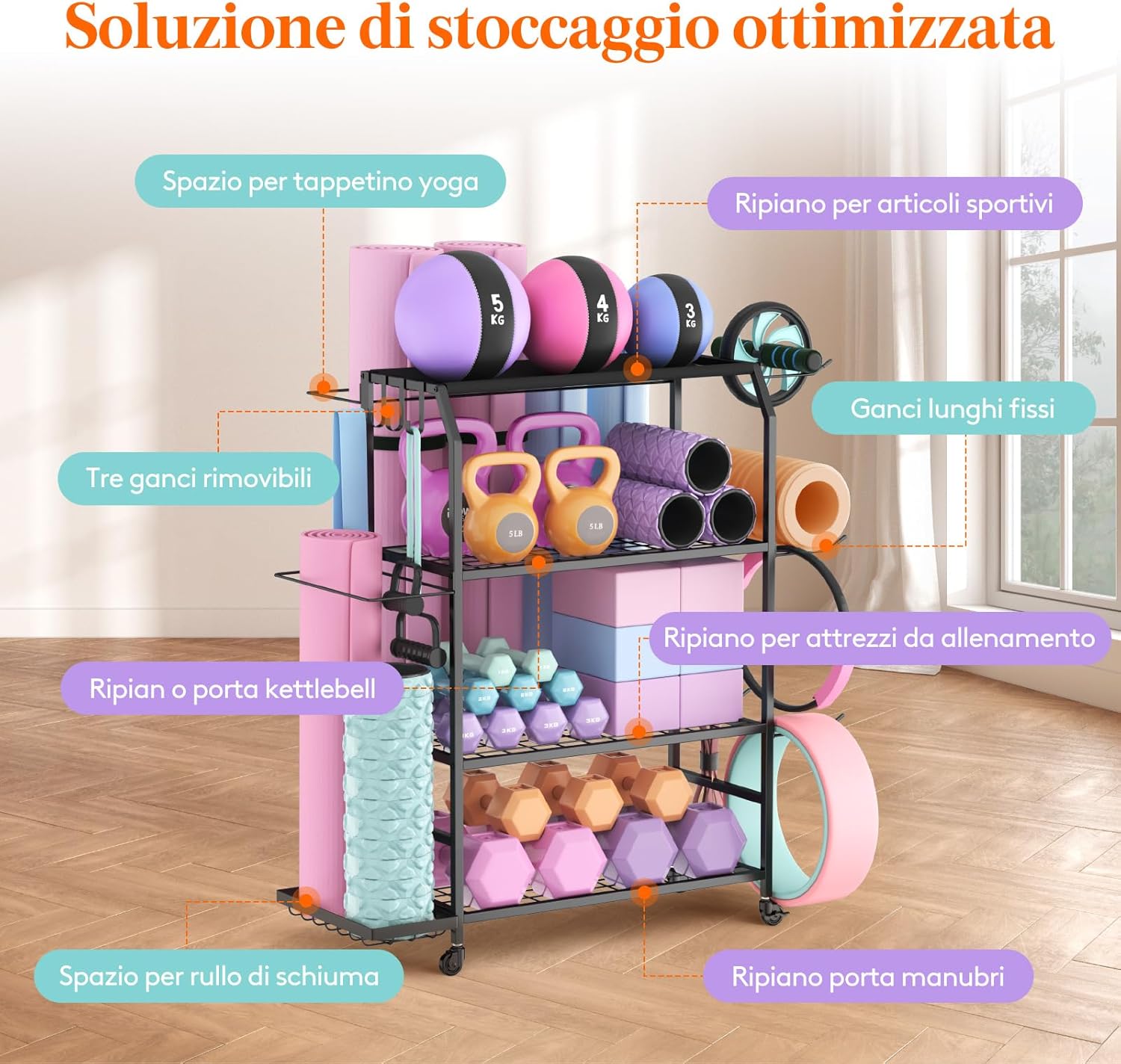 Lifewit Porta Tappetino Yoga con Ruote - immagine 2