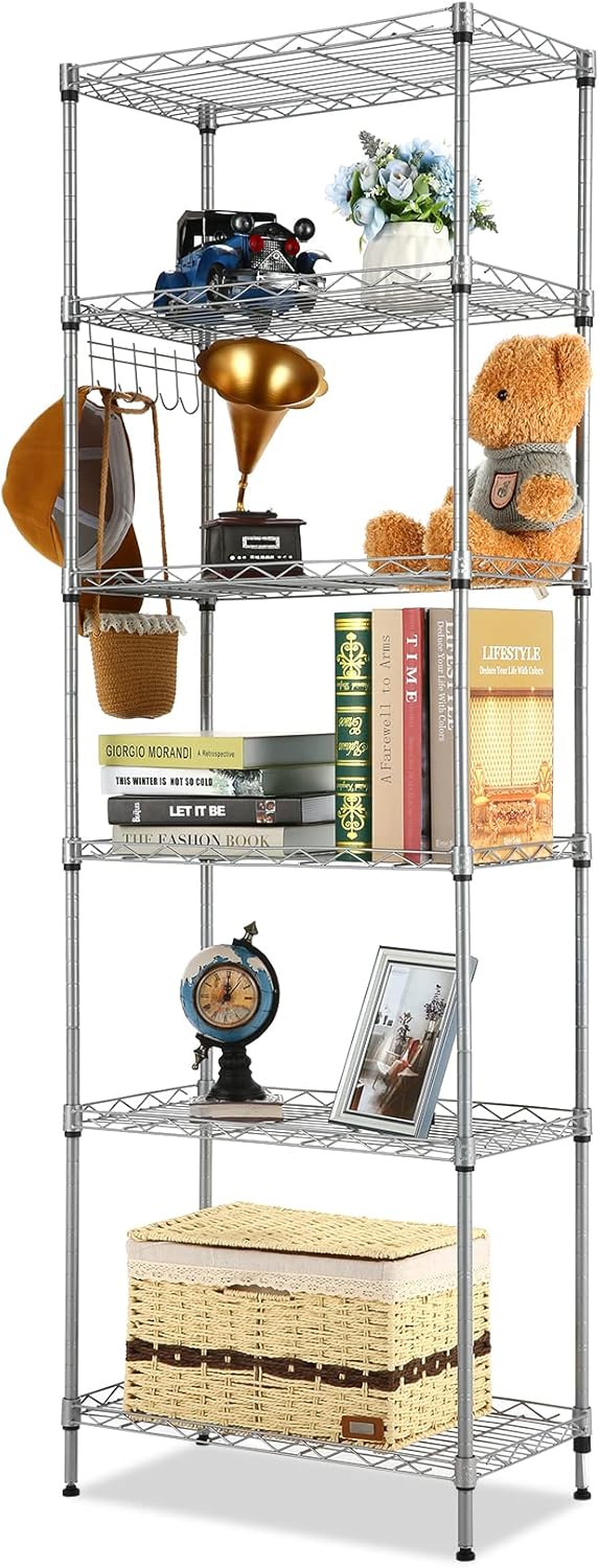 Scaffalatura a 6 Ripiani in Metallo 160x54x29 cm, Nero - immagine 1