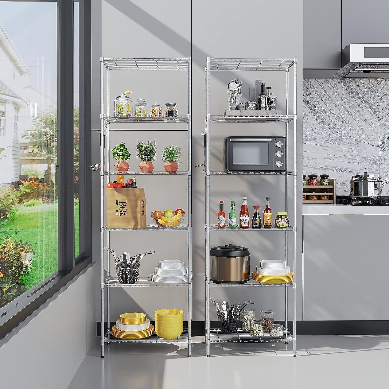 Scaffalatura a 6 Ripiani in Metallo 160x54x29 cm, Nero - immagine 4