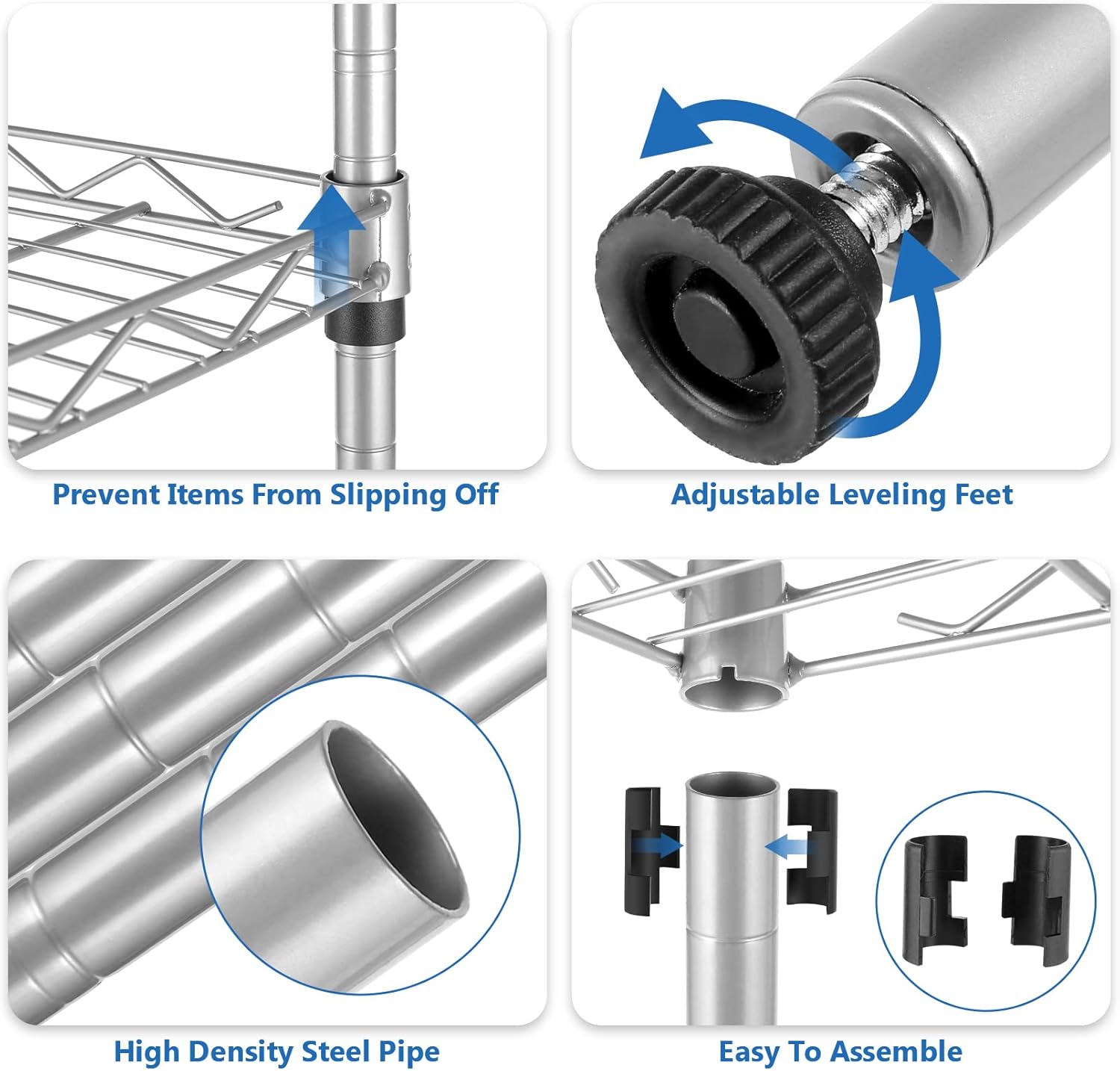 Scaffalatura a 6 Ripiani in Metallo 160x54x29 cm, Nero - immagine 6