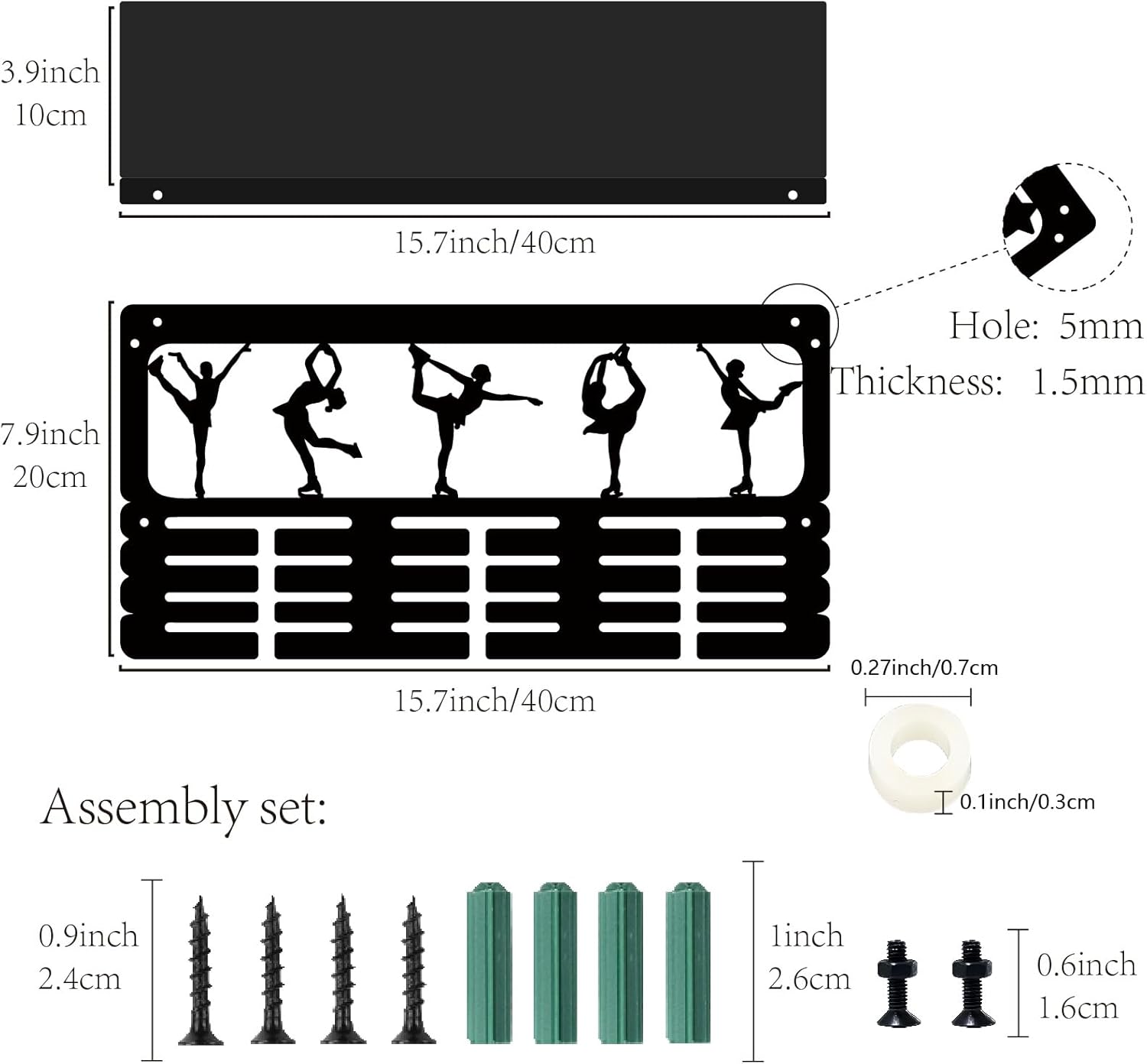 CREATCABIN Appendiabiti per Medaglie Pattinaggio 40x20x10cm - immagine 2