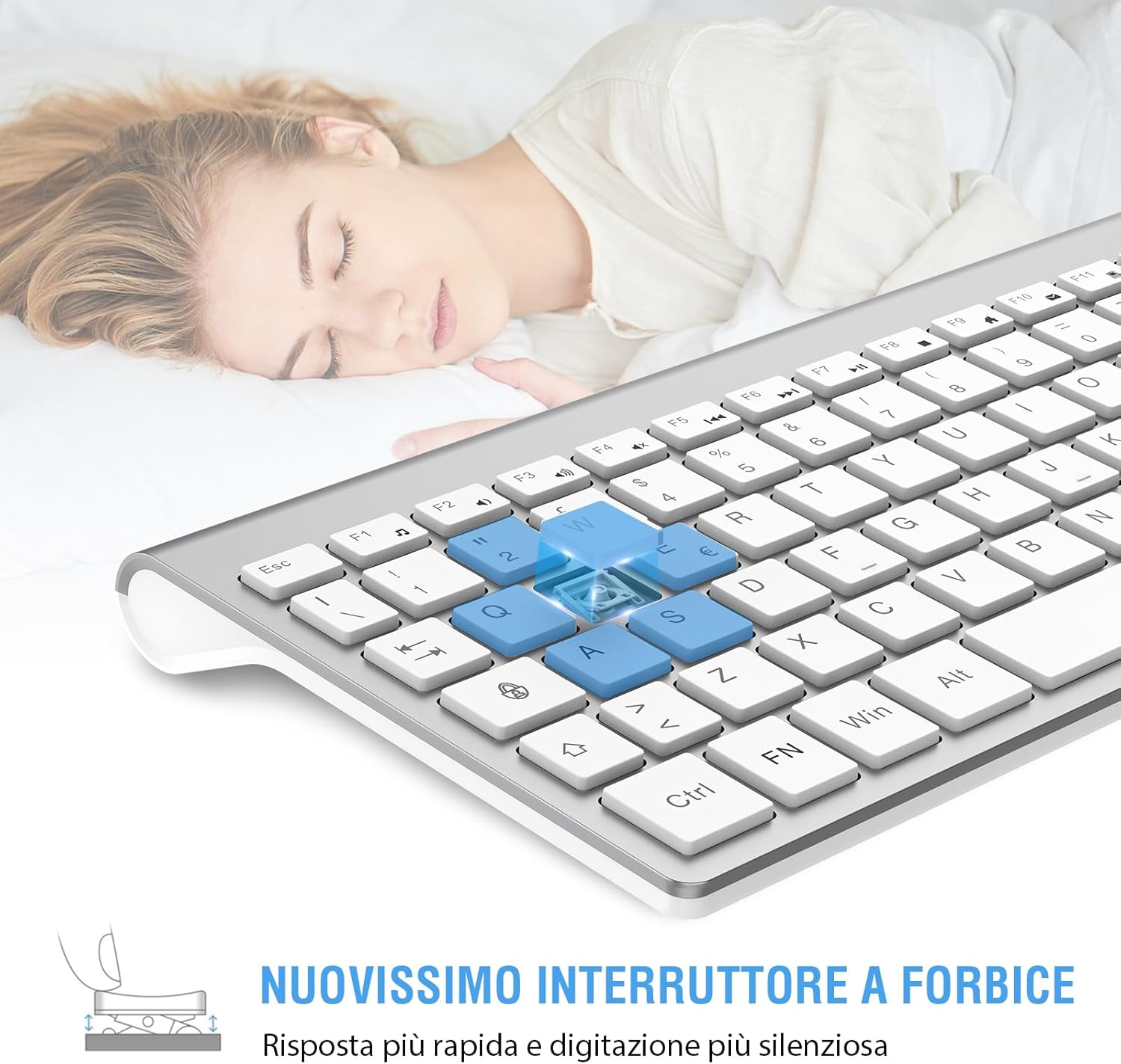 Cimetech Tastiera e Mouse Wireless 2.4Ghz - Argento - immagine 6