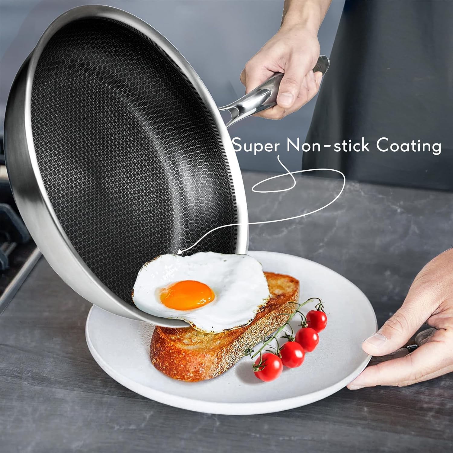 Innerwell Padella Antiaderente Induzione 28 cm con Coperchio - immagine 3