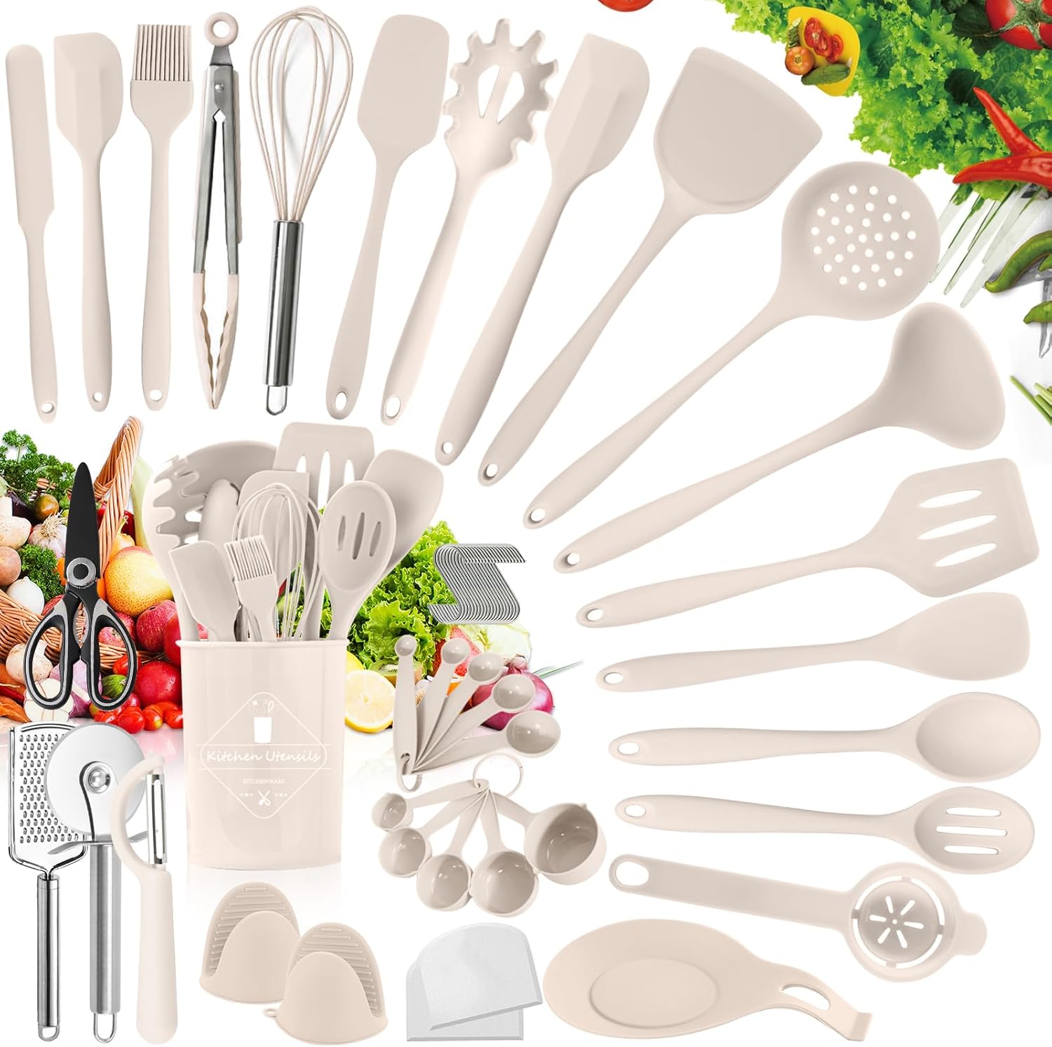 TBWEST Set Utensili da Cucina in Silicone - 56 Pezzi - immagine 1