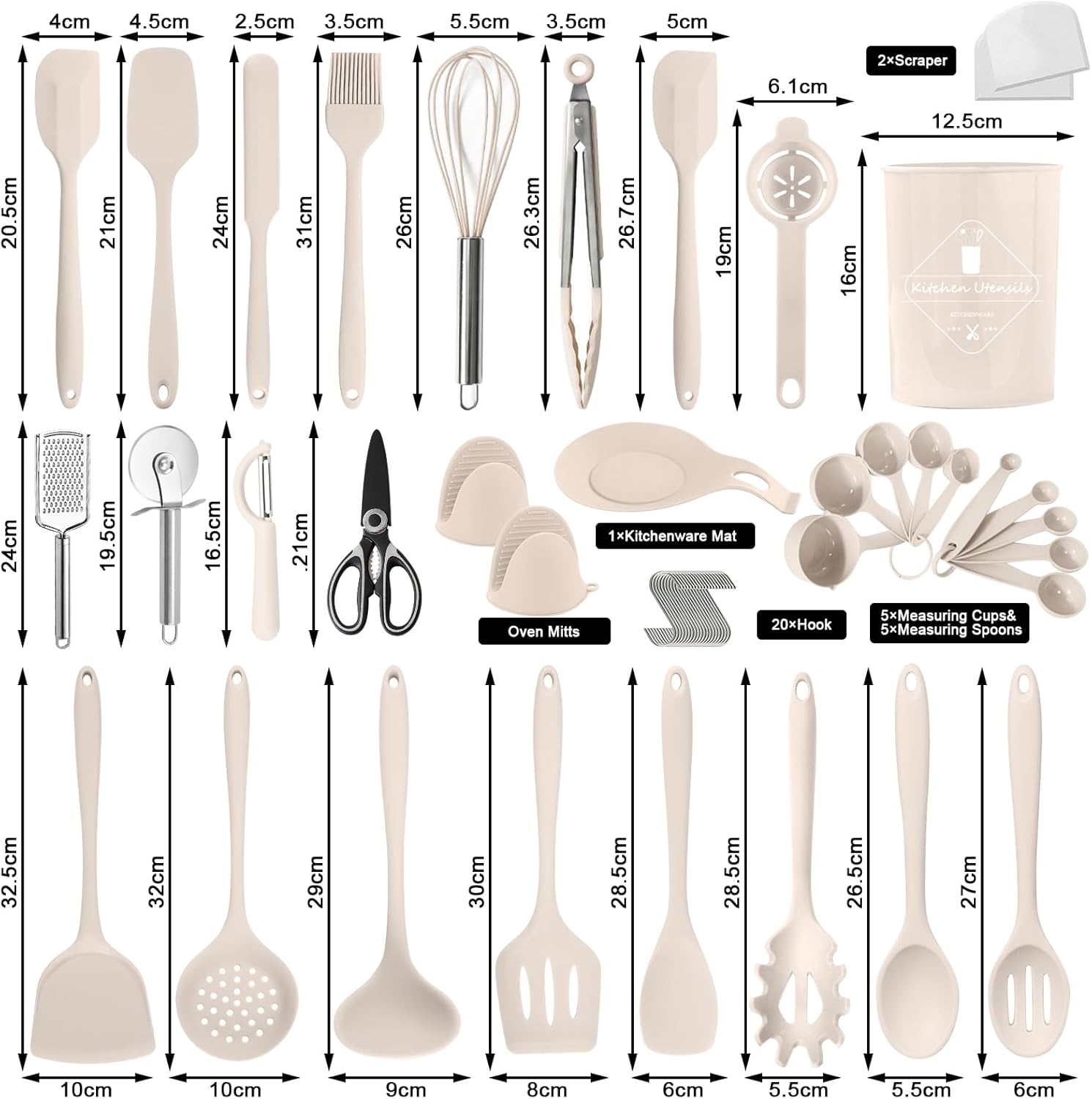 TBWEST Set Utensili da Cucina in Silicone - 56 Pezzi - immagine 4