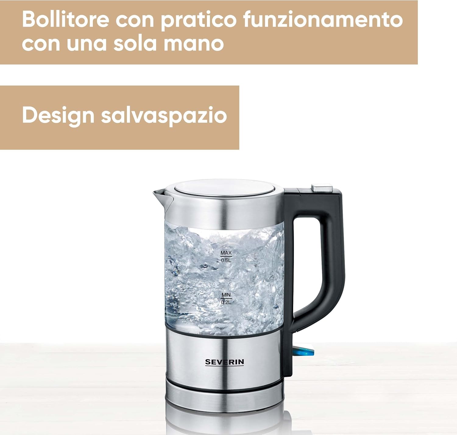 Severin Mini Bollitore in Vetro 0,5 Litri 1100W - immagine 2