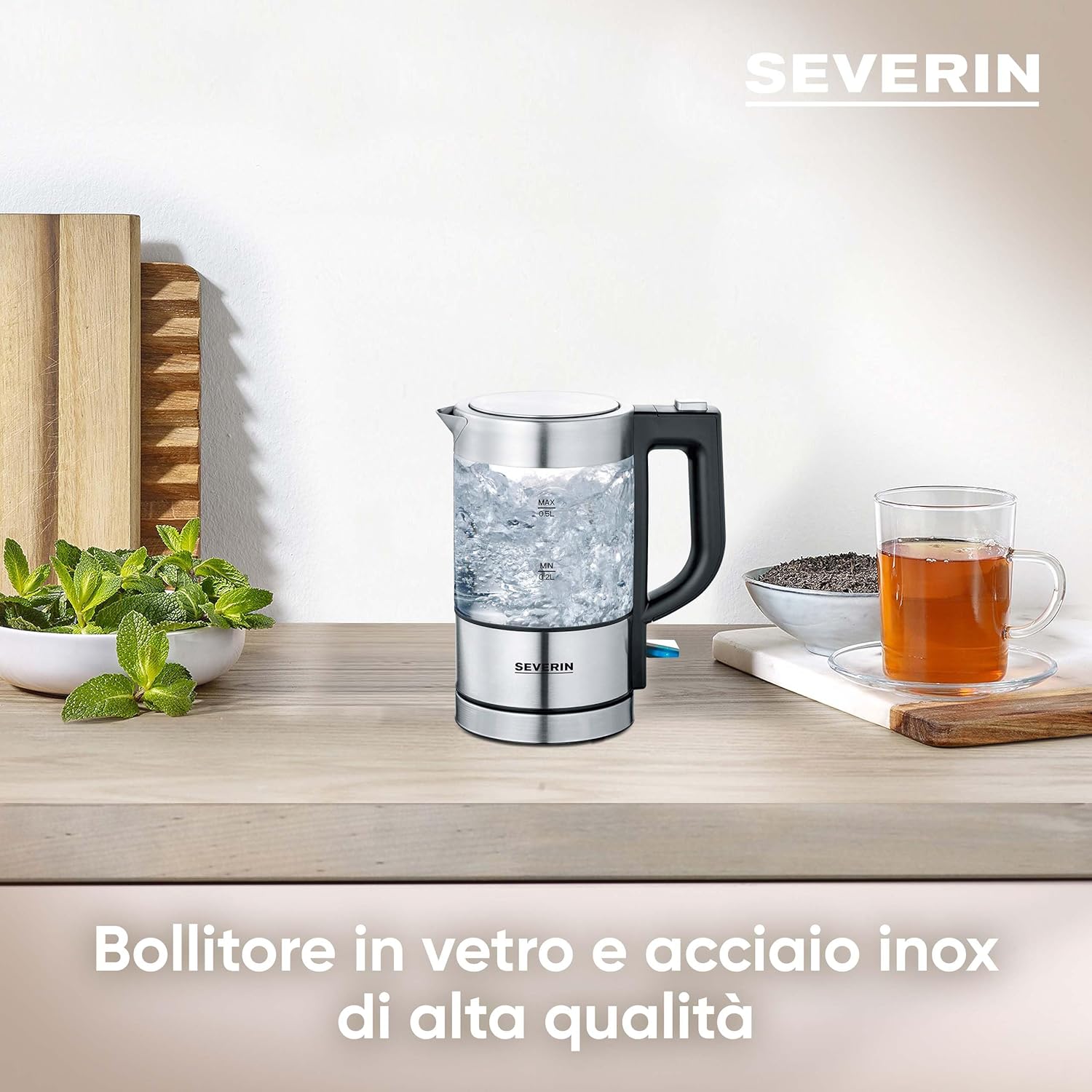 Severin Mini Bollitore in Vetro 0,5 Litri 1100W - immagine 3