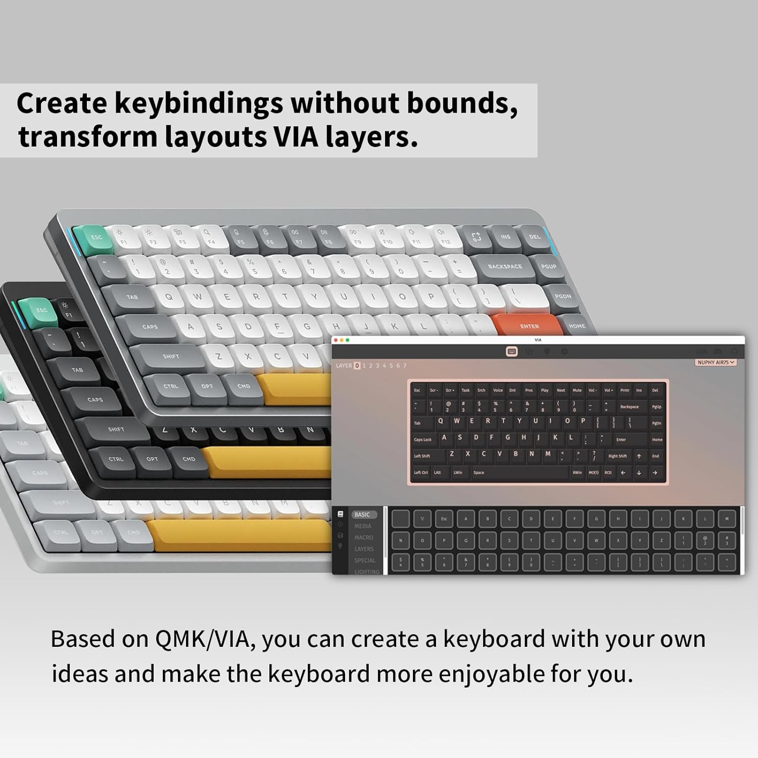 Nuphy Air75 v2 QMK/VIA Tastiera Meccanica Low Profile - immagine 5