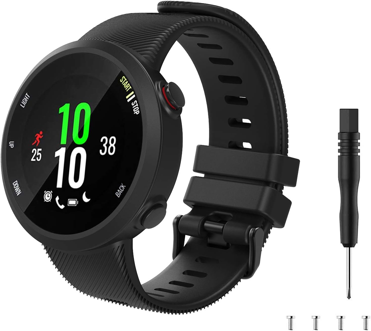 Timovo Cinturino di Ricambio per Garmin Forerunner 45, Nero - immagine 1