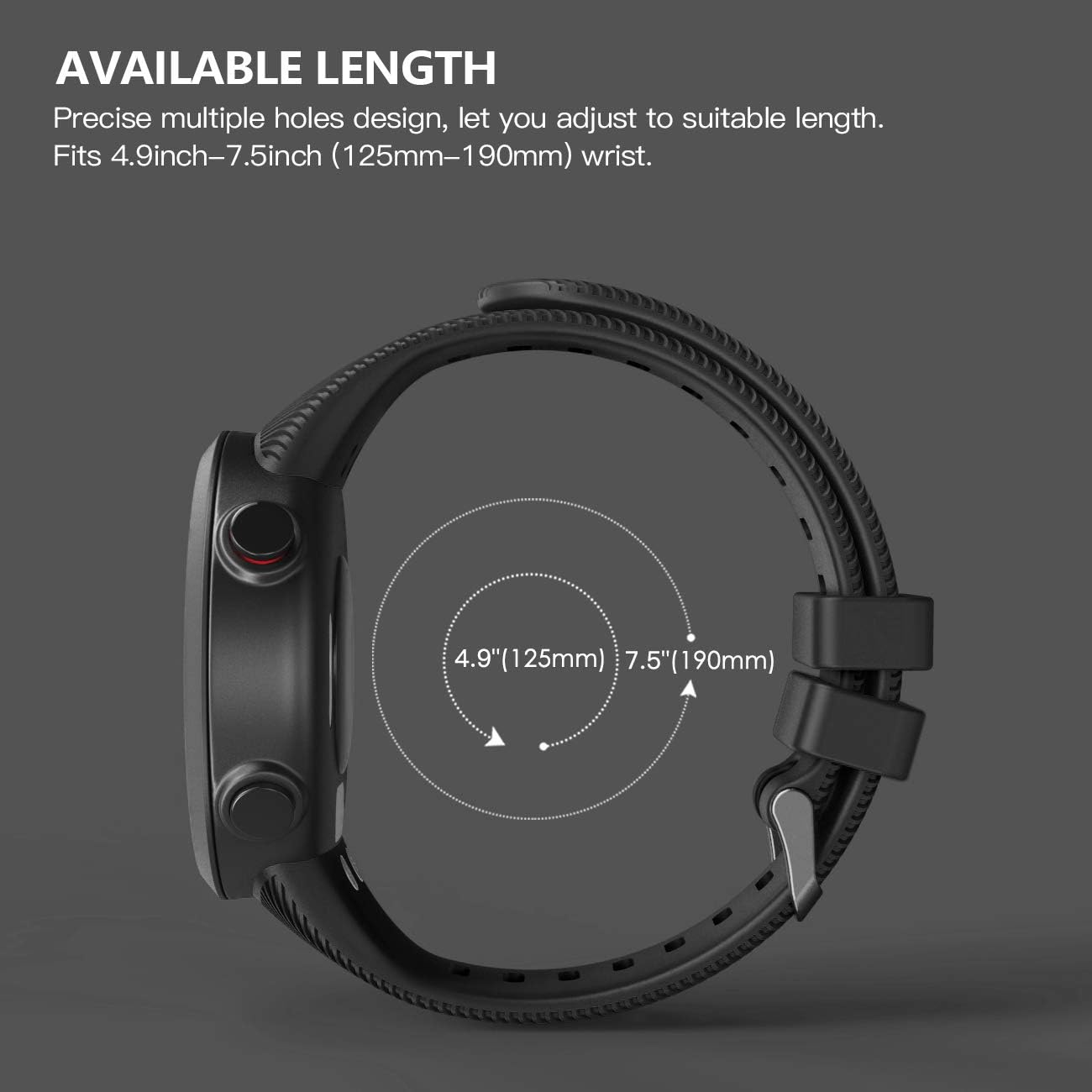 Timovo Cinturino di Ricambio per Garmin Forerunner 45, Nero - immagine 3
