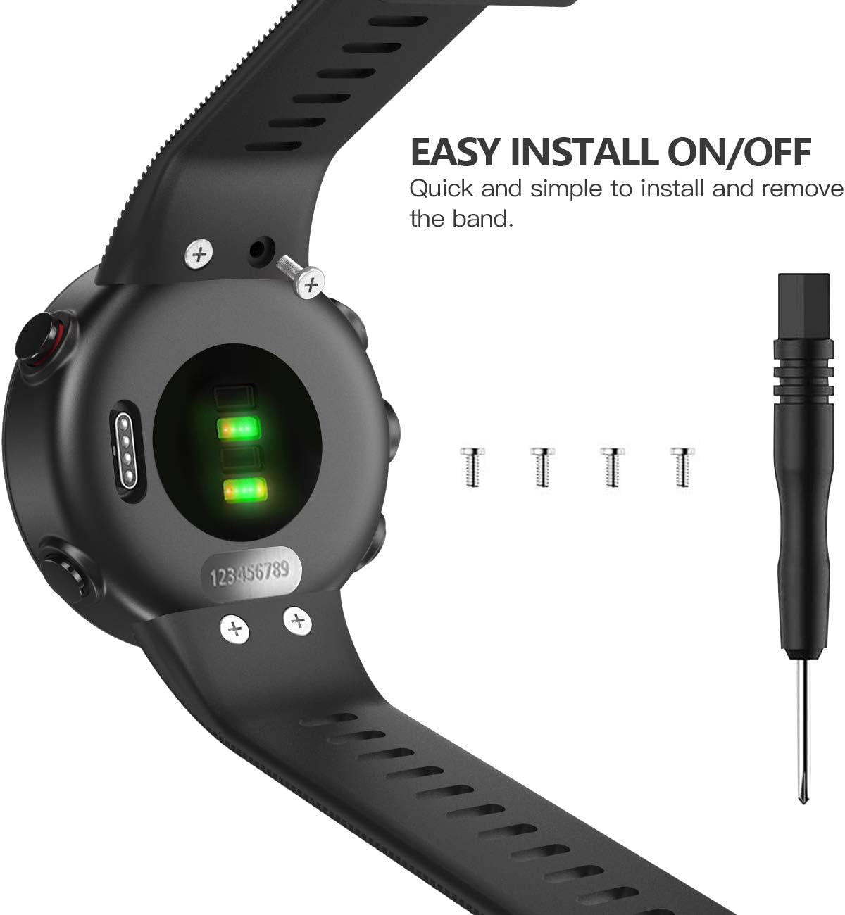 Timovo Cinturino di Ricambio per Garmin Forerunner 45, Nero - immagine 5