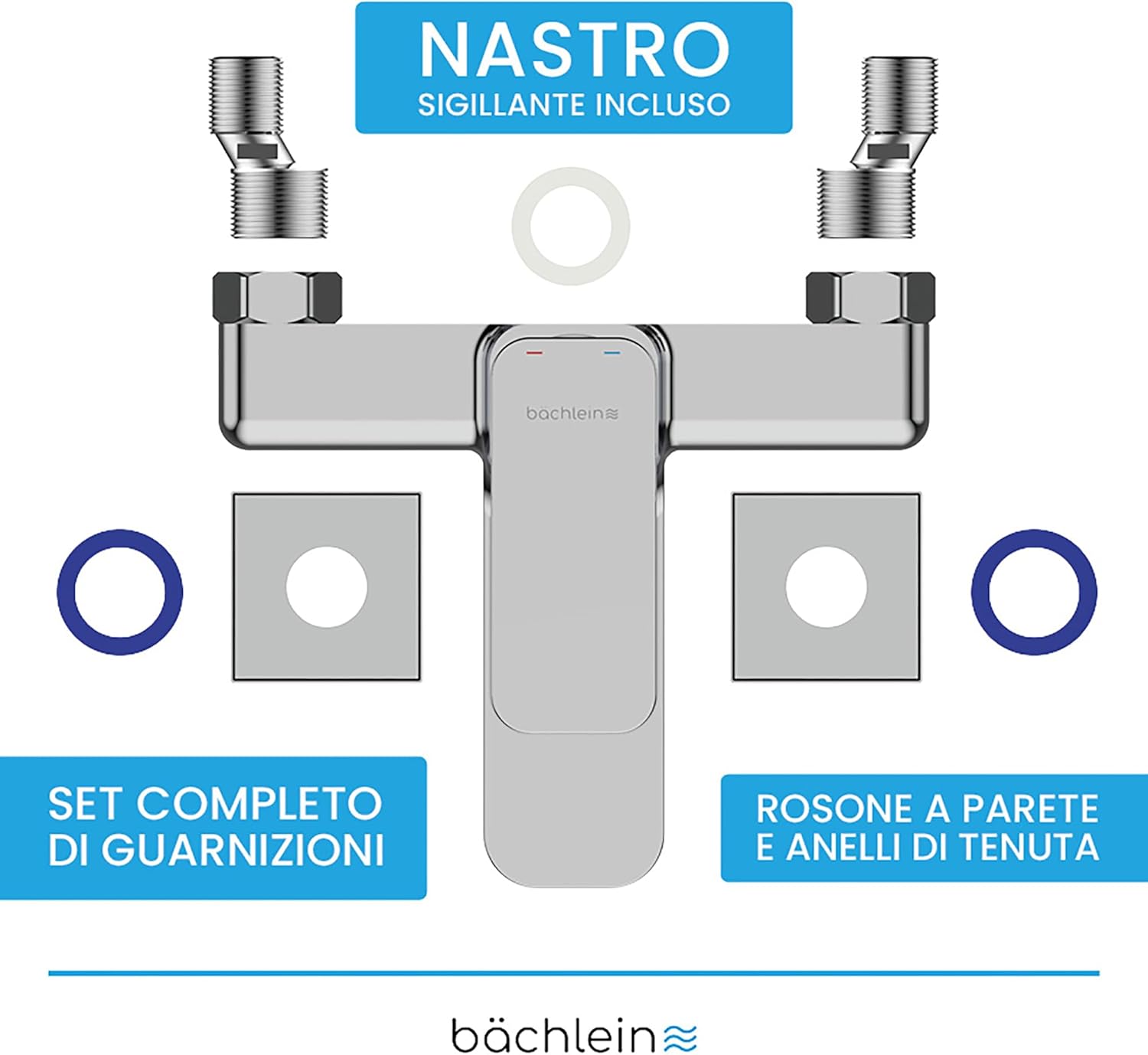 Bächlein Rubinetto Universale per Vasca Junias, Cromato - immagine 5