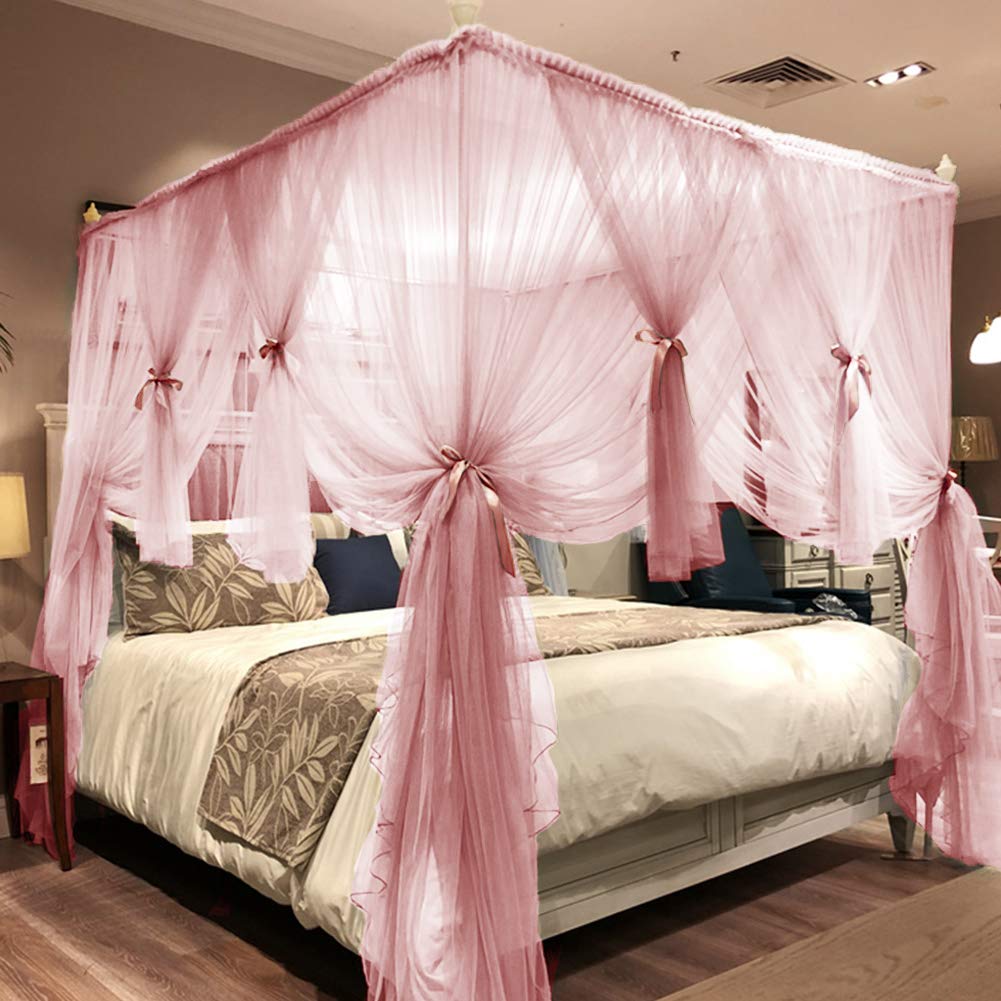 Joyreap Tenda da Letto a Baldacchino Rosa 4 Angoli