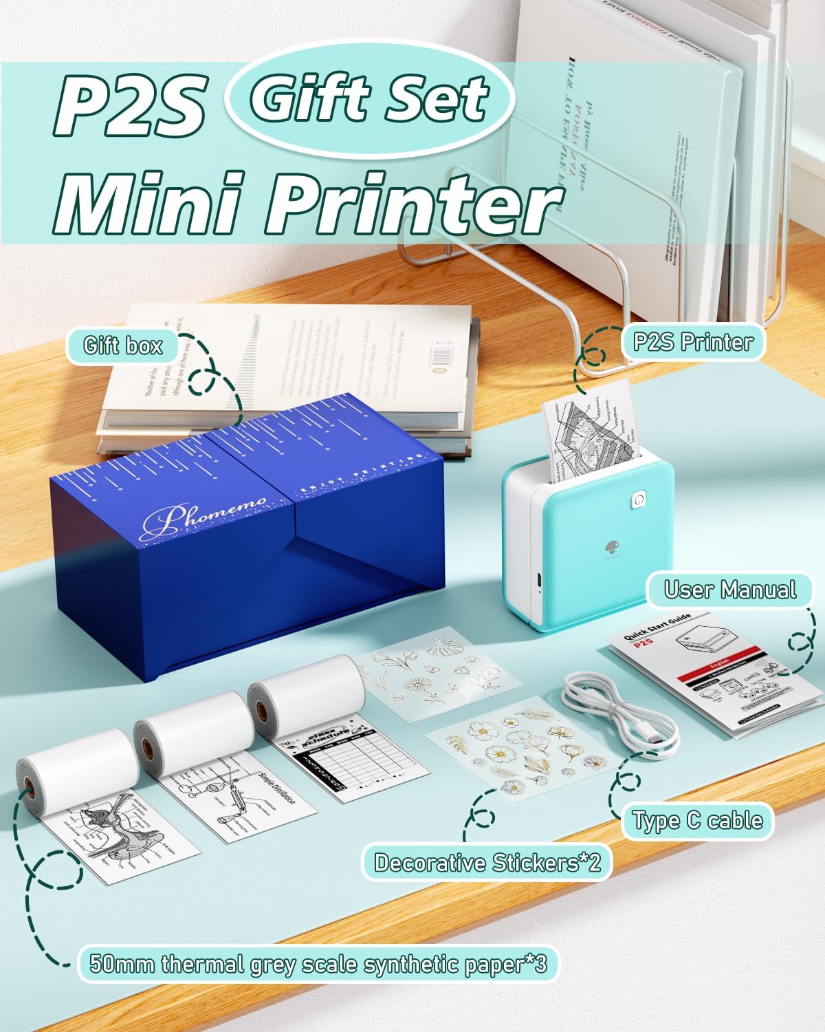 Phomemo Mini Stampante Portatile P2S 300 dpi Bluetooth - immagine 4