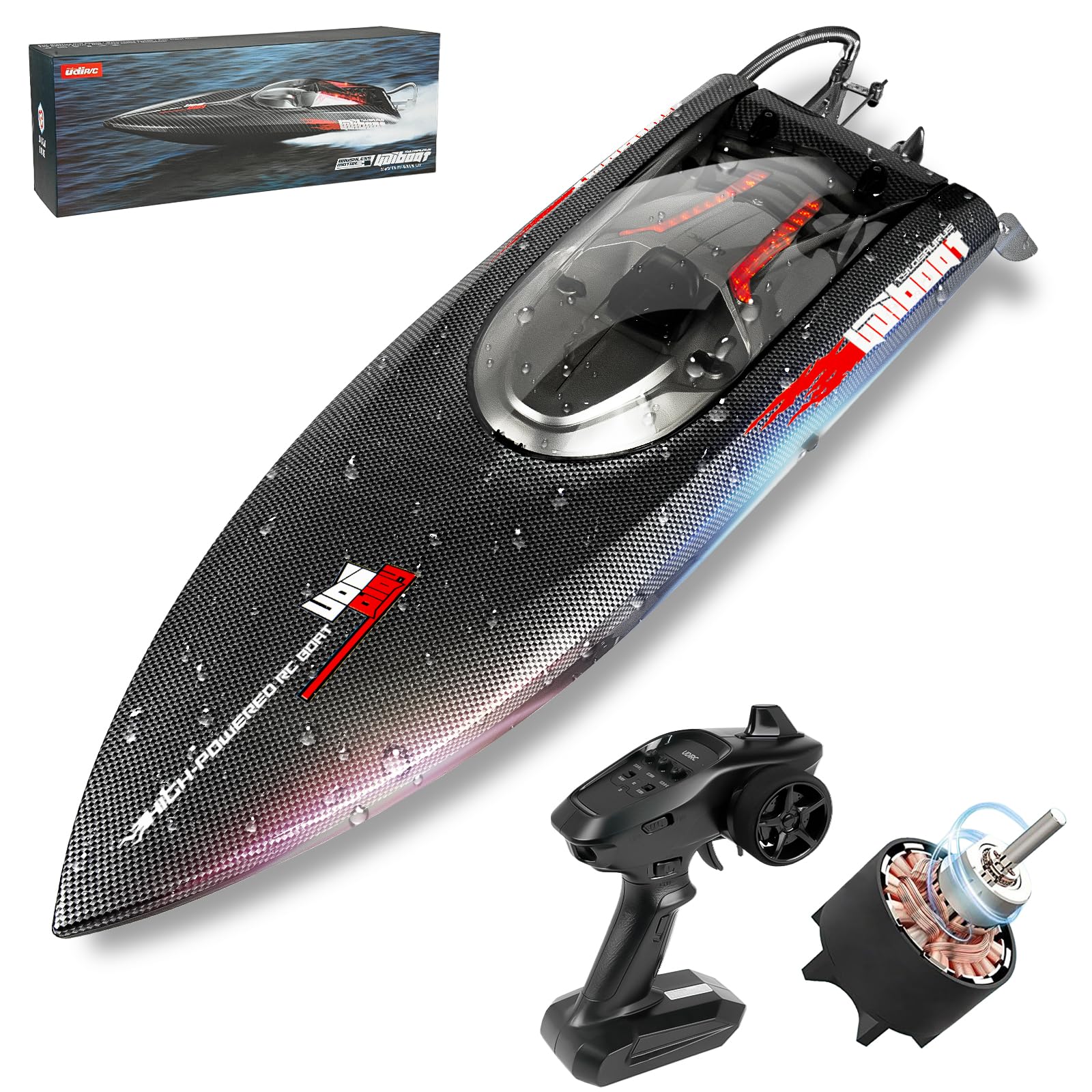 Ulifance UDI022 RC Boot Brushless per piscine e laghi, barca telecomandata grande nero