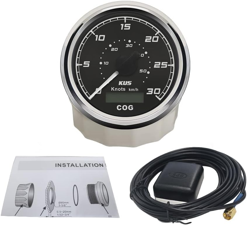 Kus GPS Contachilometri per Barche 85mm 12V/24V, Nero - immagine 5