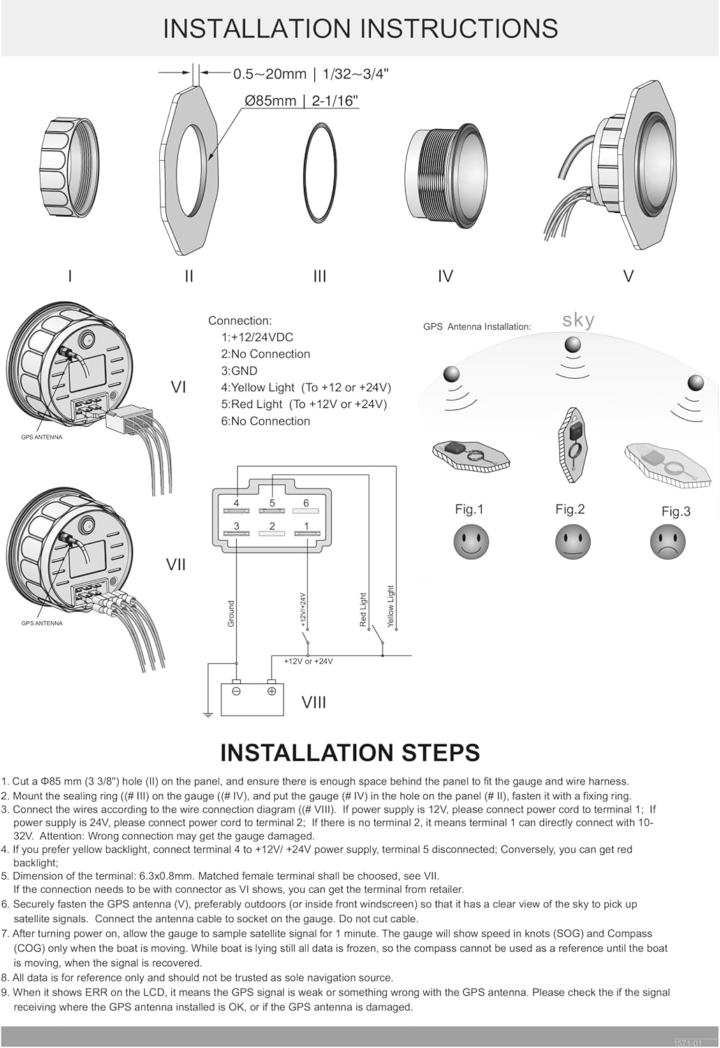 Kus GPS Contachilometri per Barche 85mm 12V/24V, Nero - immagine 6