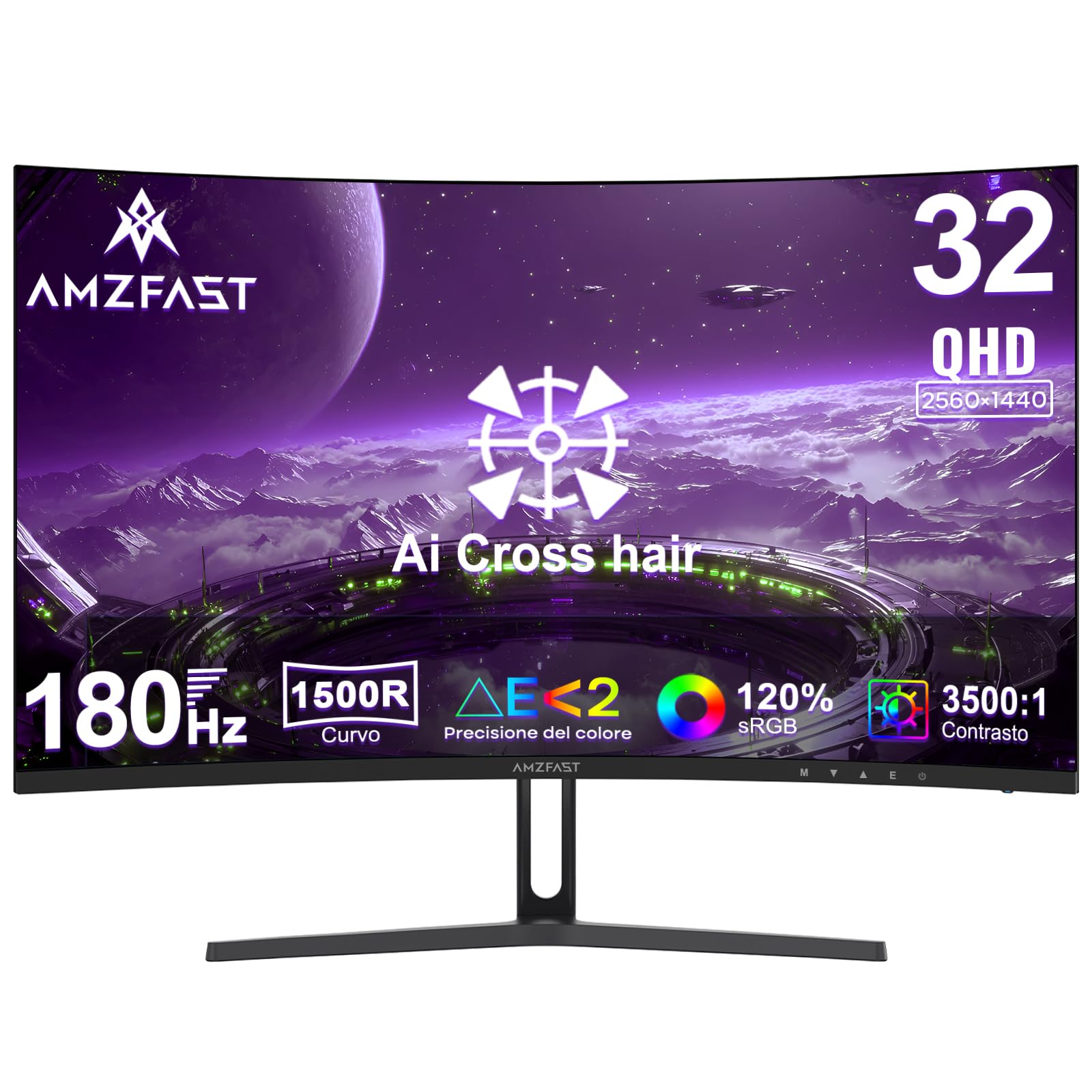 Amzfast Monitor Gaming Curvo 32" QHD 180Hz 1ms