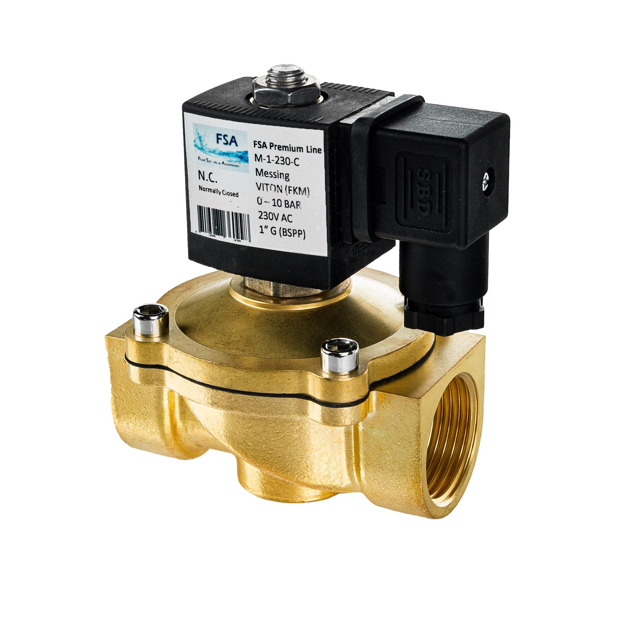 FSA Elettrovalvola in ottone 1" 230 V AC 0-10 bar Viton chiuso senza corrente
