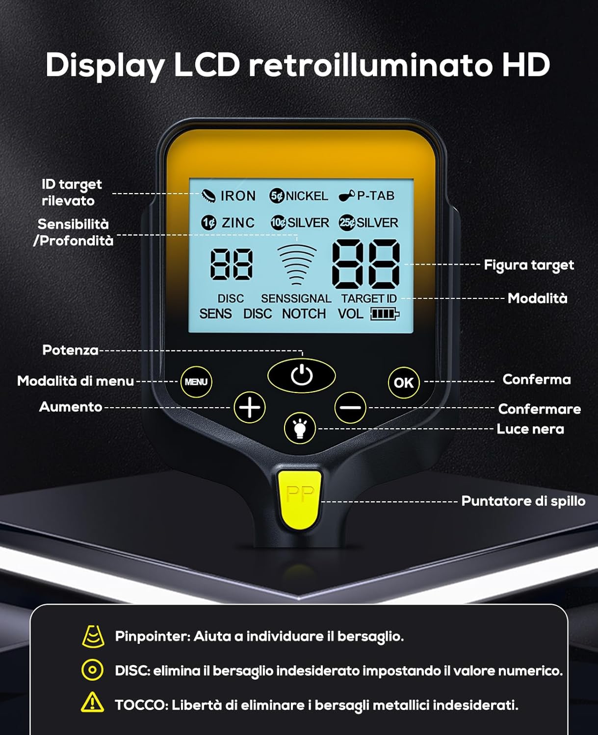 Metal Detector Professionale Ricaricabile 2000mAh - immagine 4