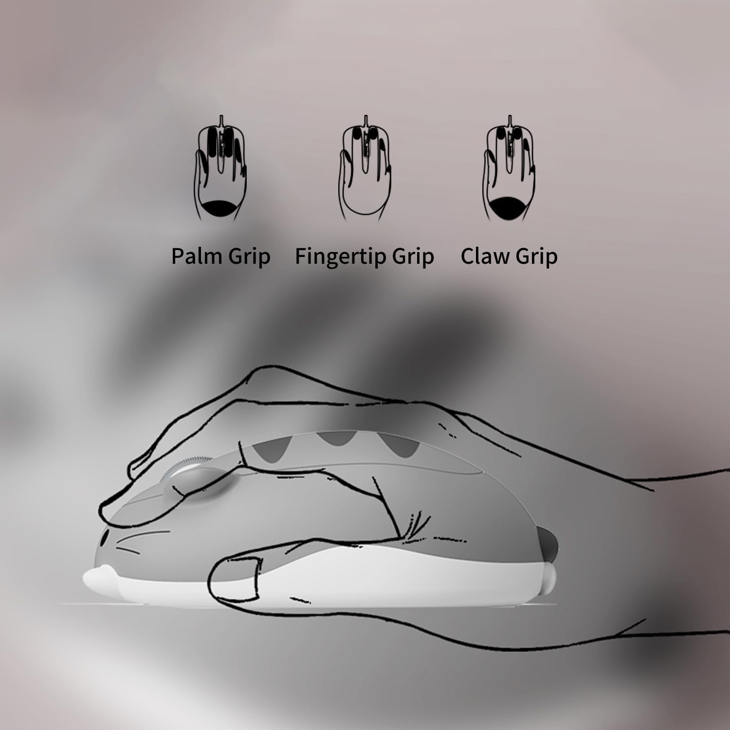 Akko Mouse Gaming Wireless a Tema Gatto, Grigio Mimo - immagine 2