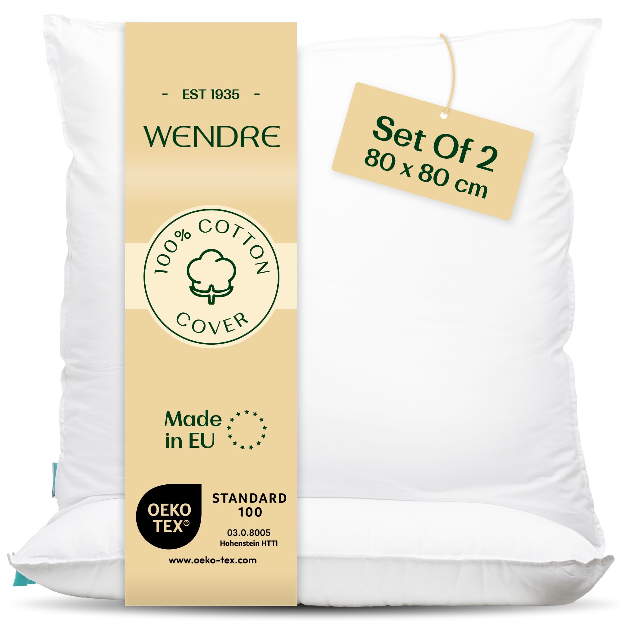 Wendre Coppia Cuscini Traspiranti Sleep 80x80 cm