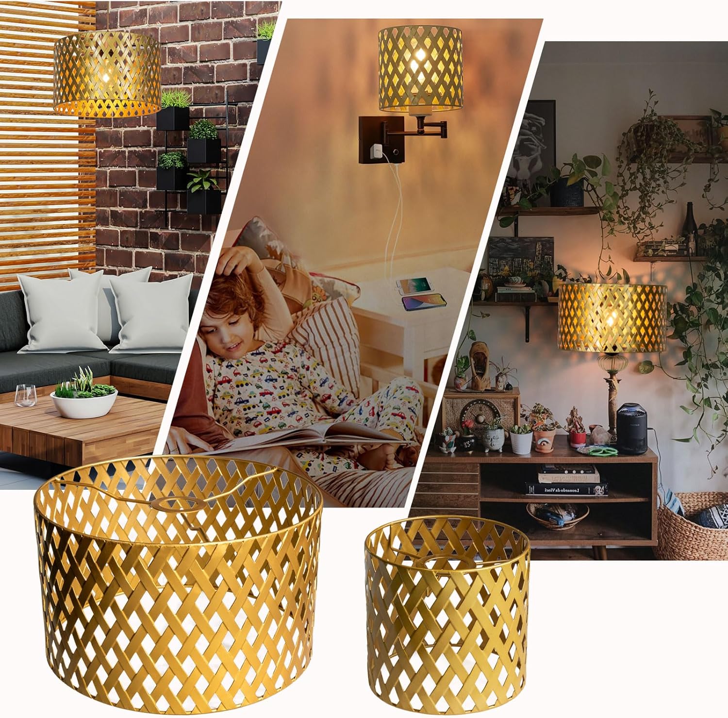 Osasy Set 2 Paralumi a Sospensione Vintage in Metallo - immagine 2