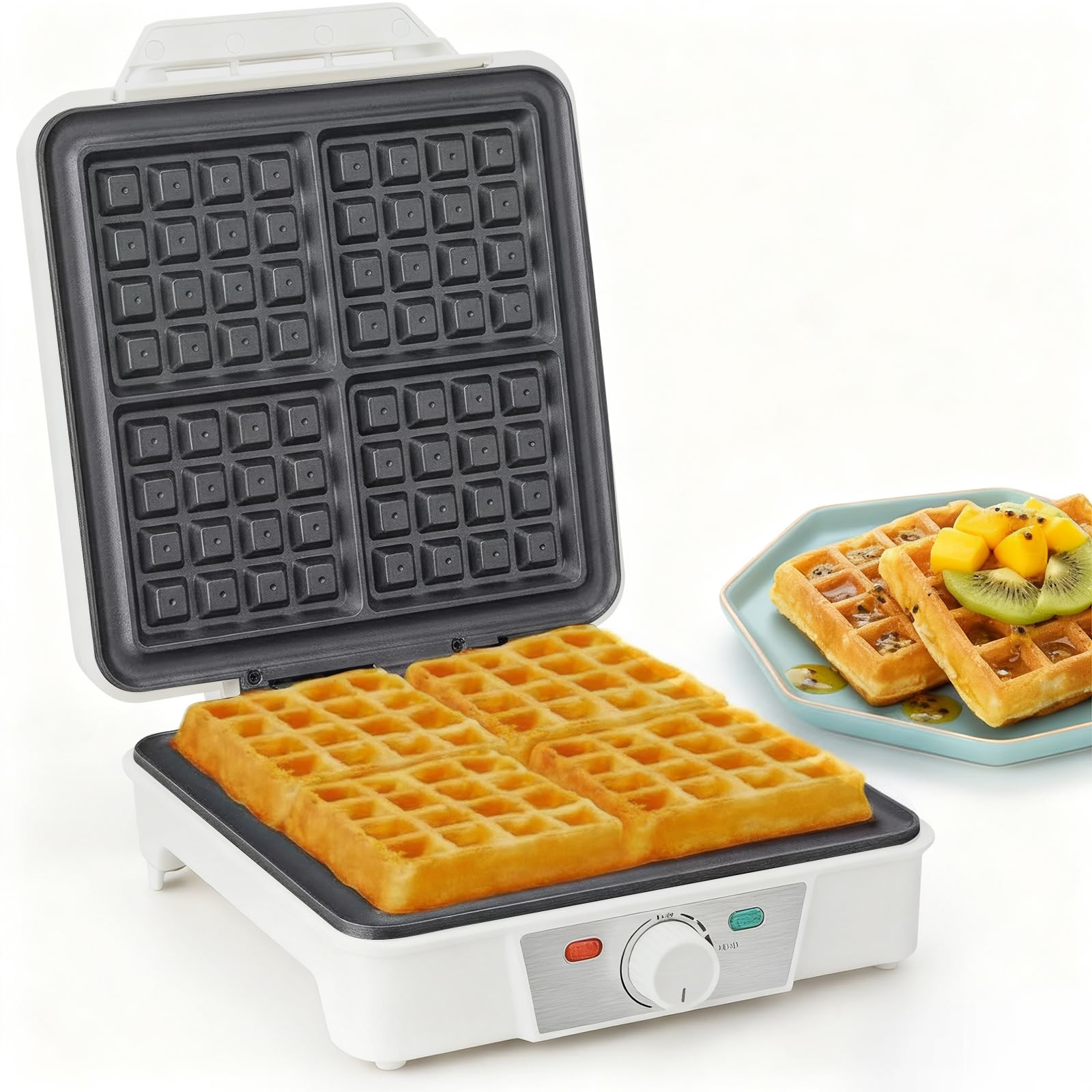 Vinato Waffle Maker 1200W per 4 Waffel, Bianco
