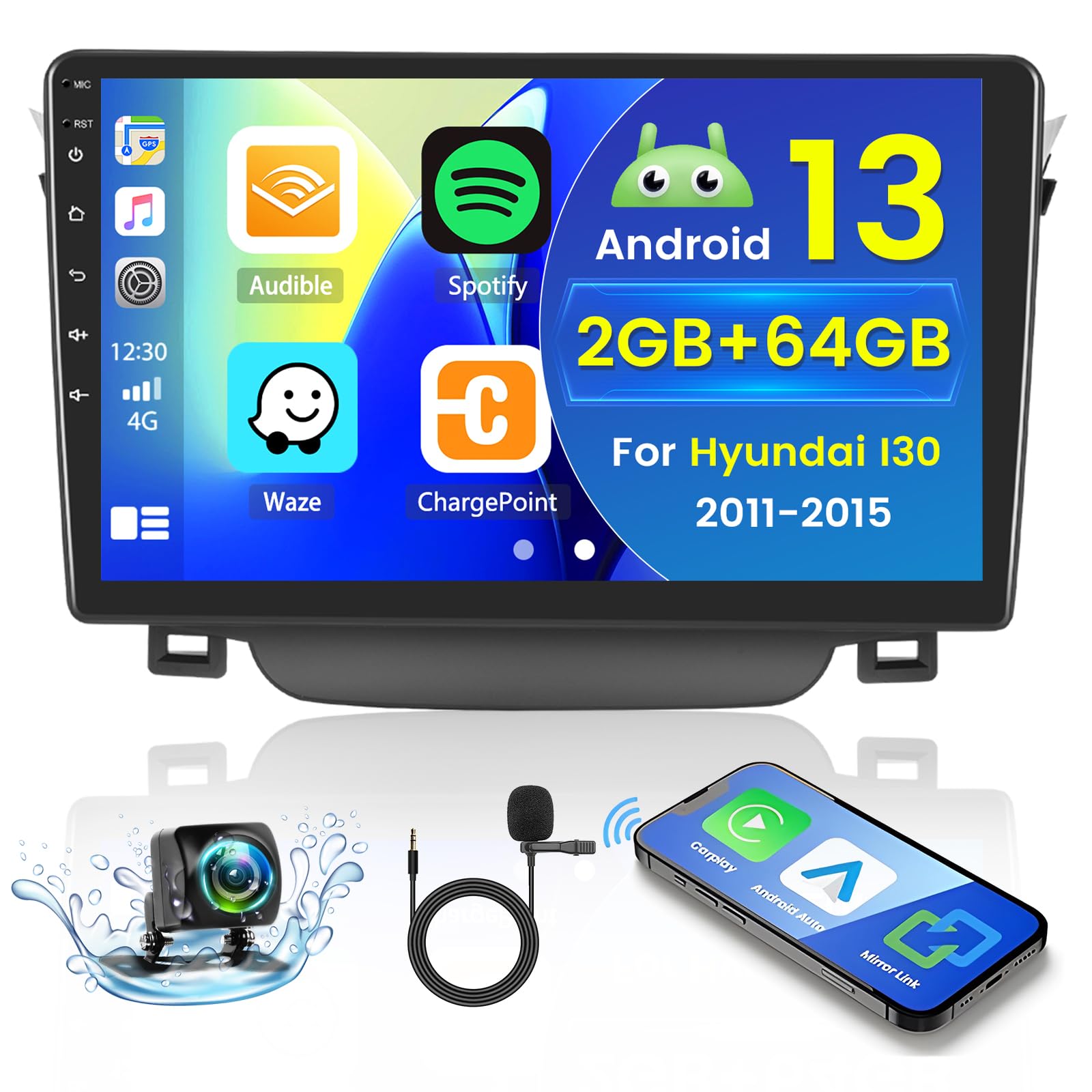 Hikity Android 13 Autoradio 9" per Hyundai I30