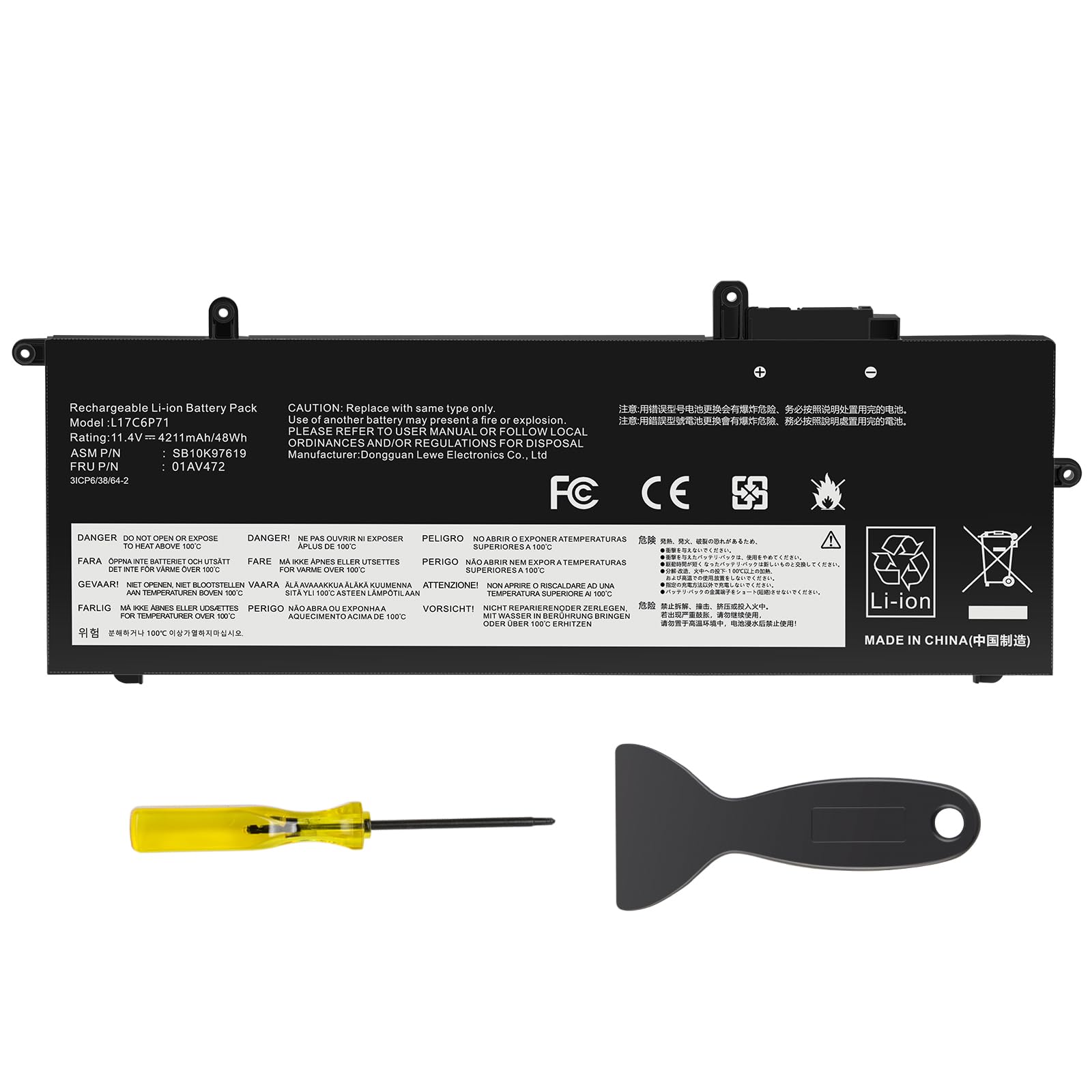 Asuncell L17C6P71 Batteria Laptop 11.4V/48Wh per Lenovo