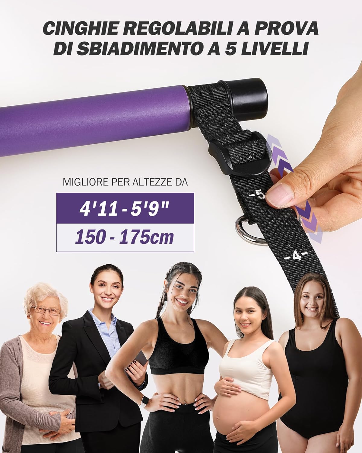 Alongsong Kit Pilates con 6 Elastici e Accessori - immagine 4
