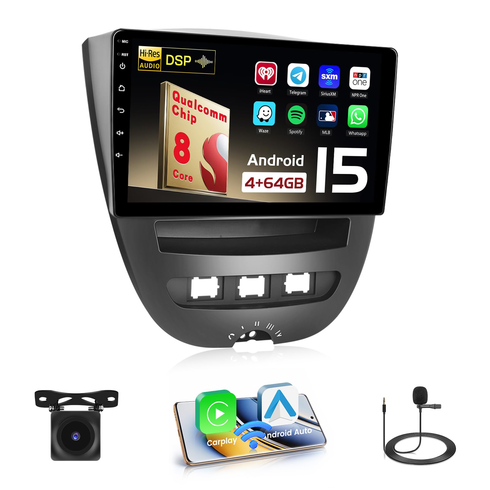 Hikity Android 15 Autoradio 10.1” per Peugeot 107