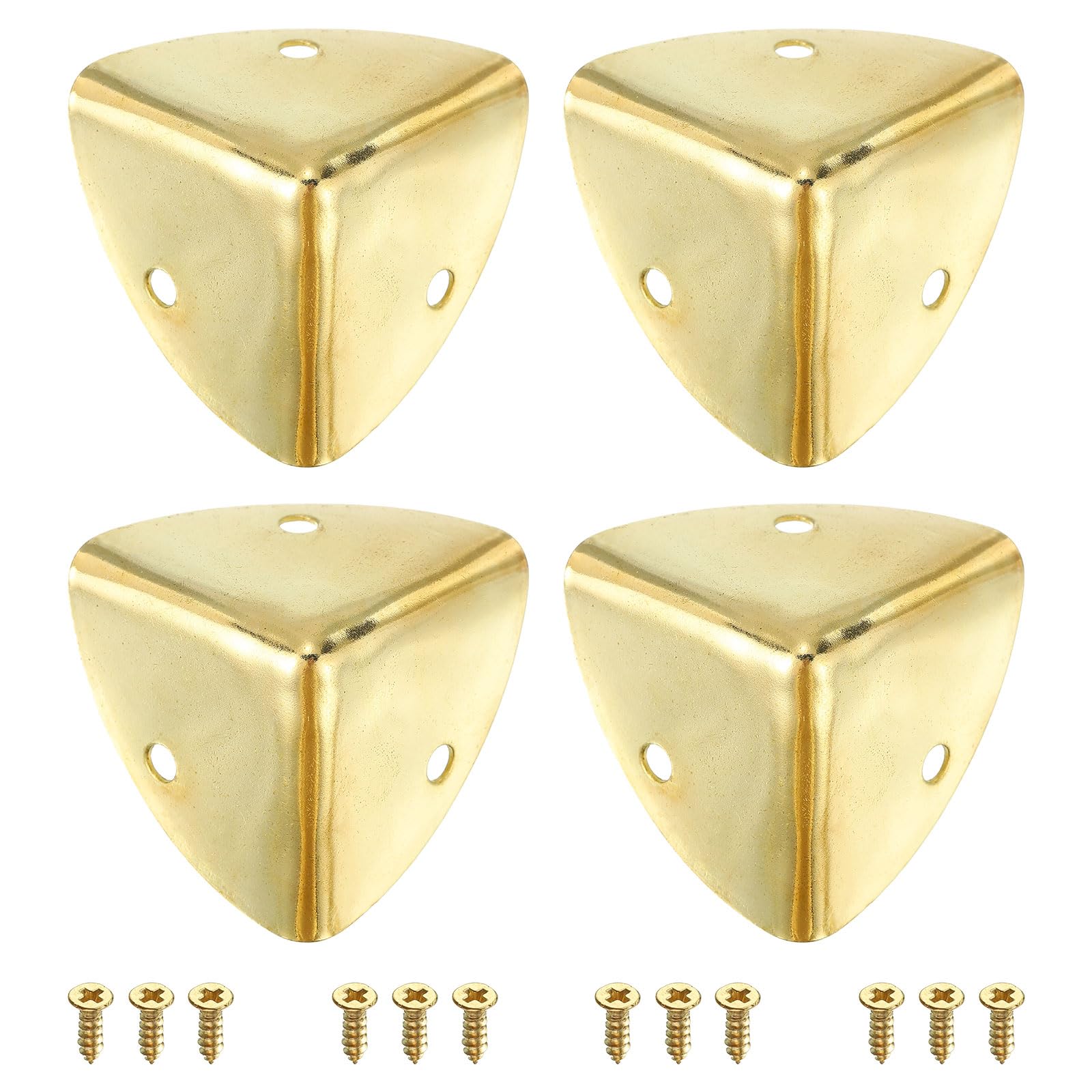 QUARKZMAN 4pz Protezioni Angolari Decorativa, 40mm Protezione per Bordi in Metallo, Paraspigoli Protezione Angoli Mobili con Viti, Oro
