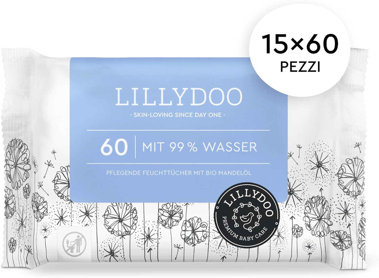 Salviettine Umidificate Lillydoo al 99% Acqua, 900 pezzi - immagine 2